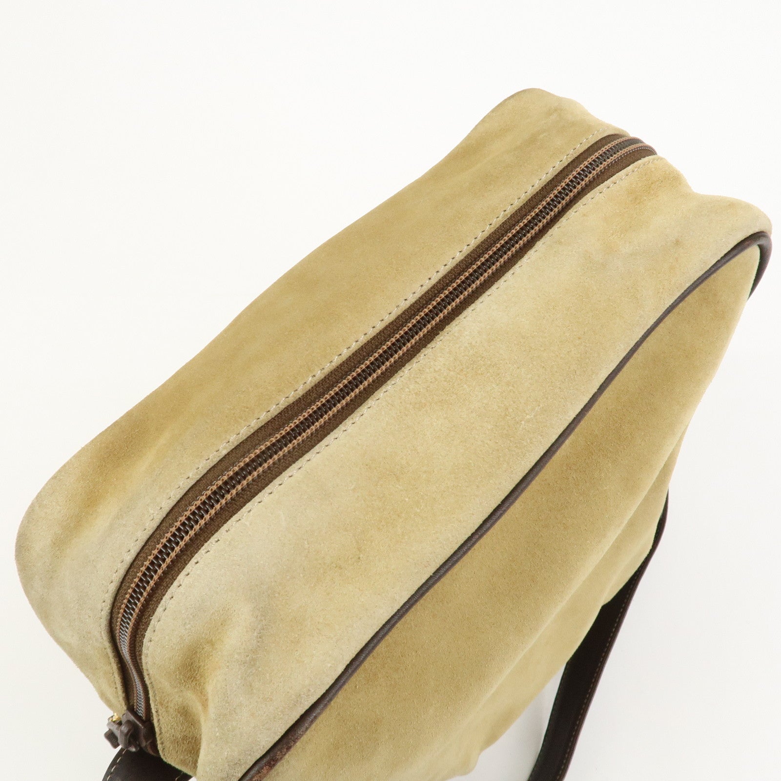 LOEWE Anagram Suede Leather Shoulder Bag Beige Brown