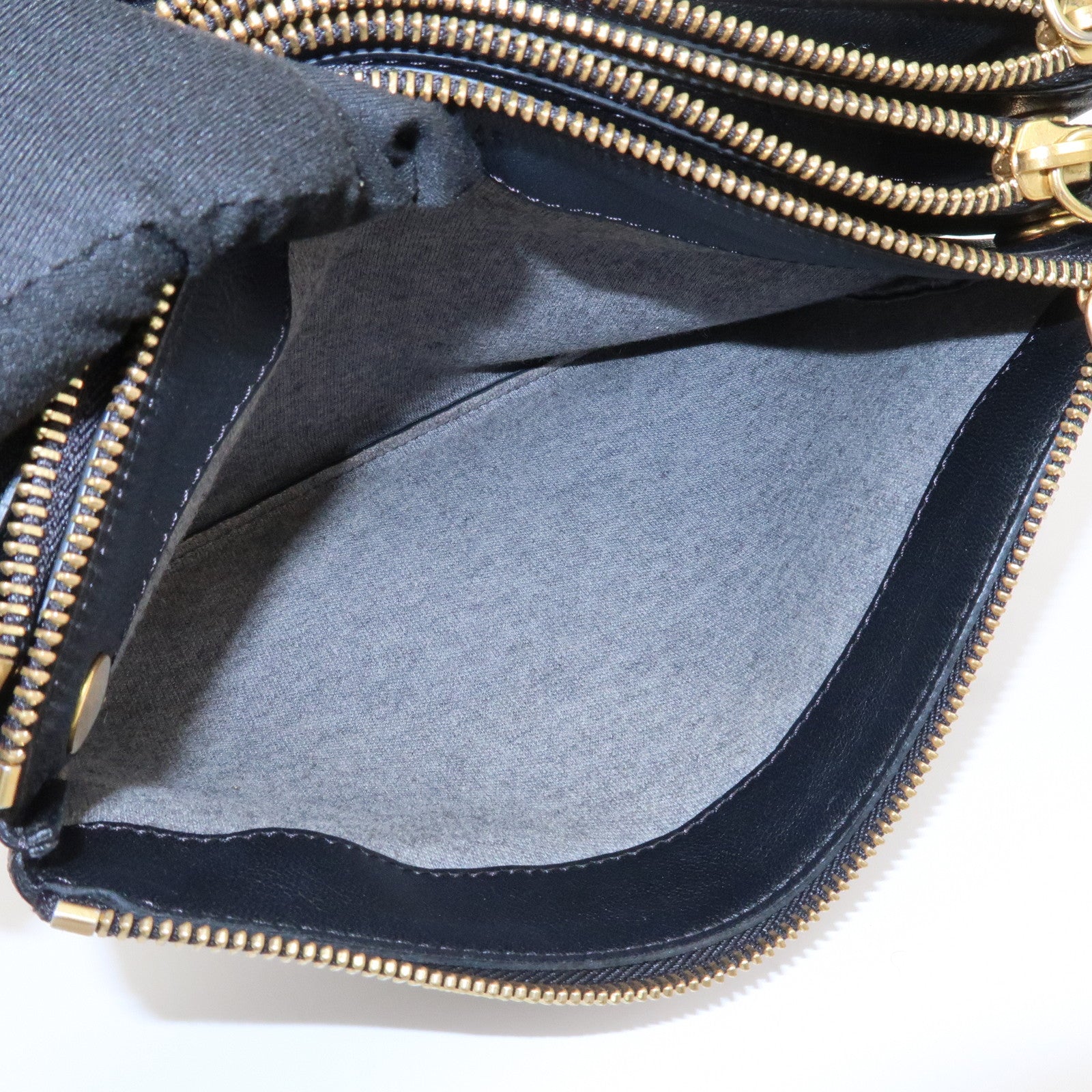 CELINE Calf Skin Trio Bag Shoulder Bag Crossbody Bag Black
