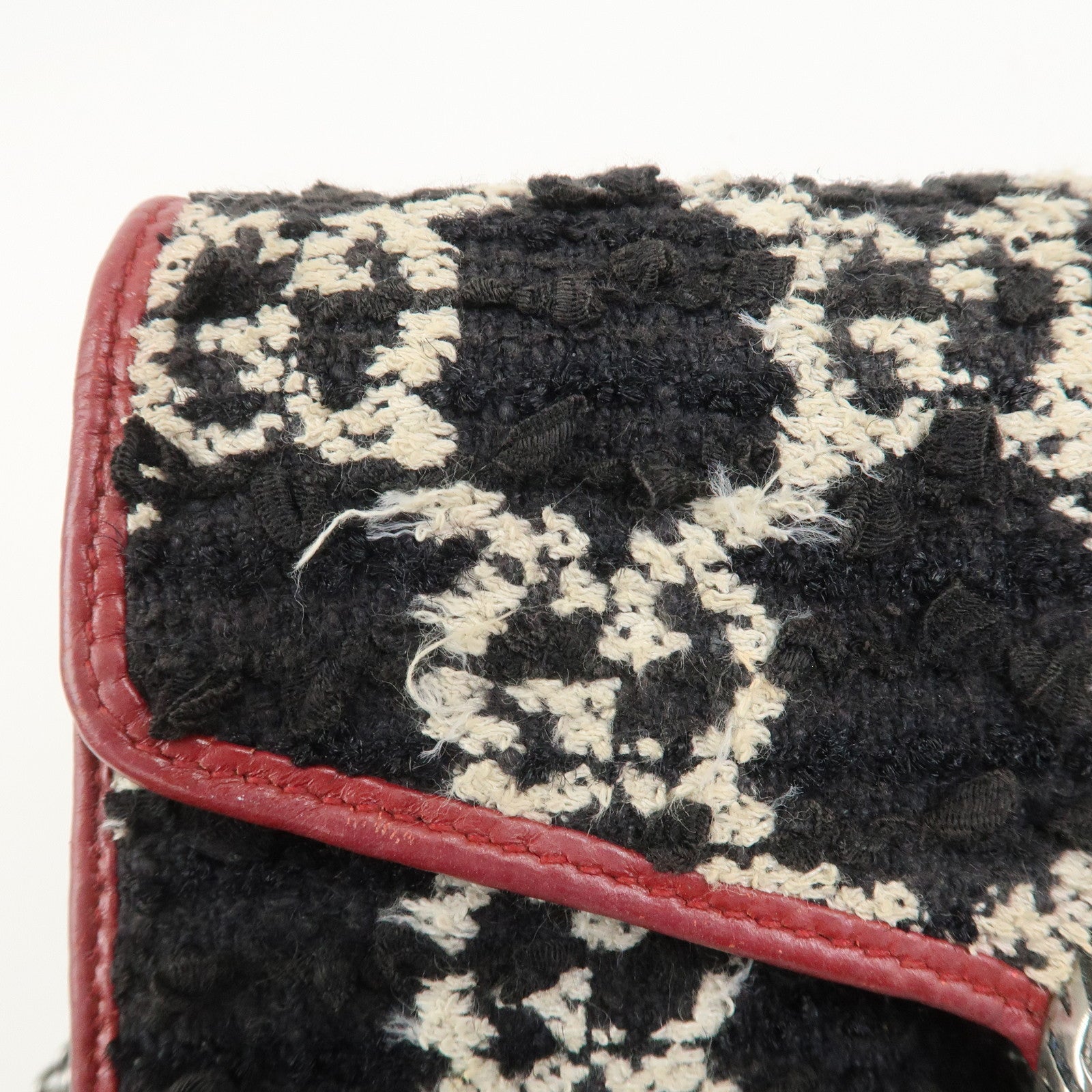 GUCCI Dionysus Tweed Leather Chain Shoulder Bag Black Ivory 401231