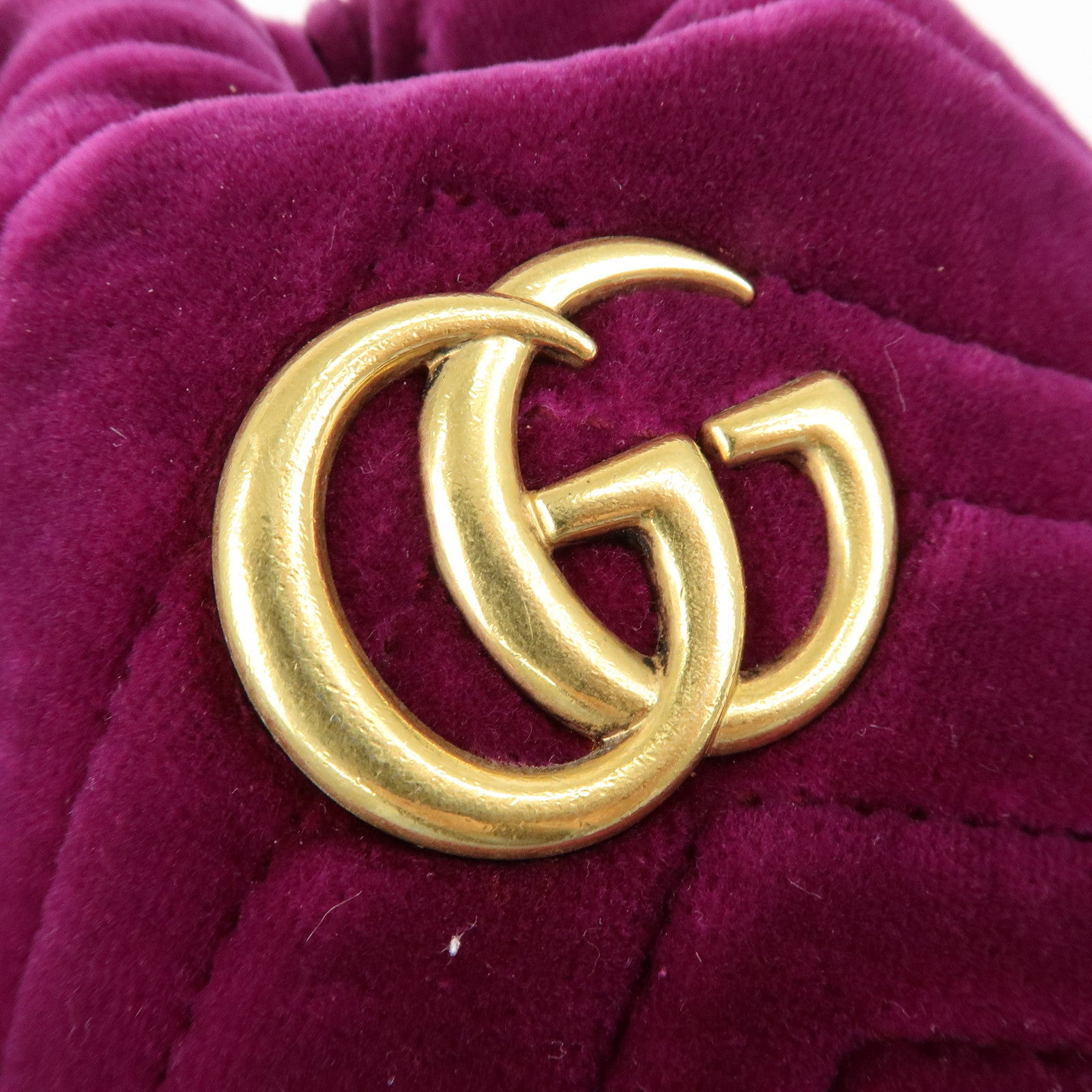 GUCCI GG Marmont Velvet Leather Small Bucket Chain Bag 575163