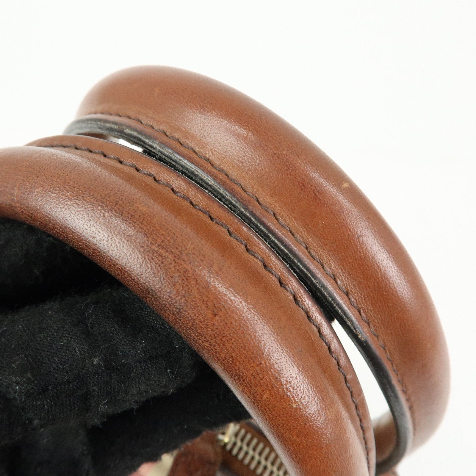 BURBERRY Nova Plaid Canvas Leather Hand Bag Beige Brown