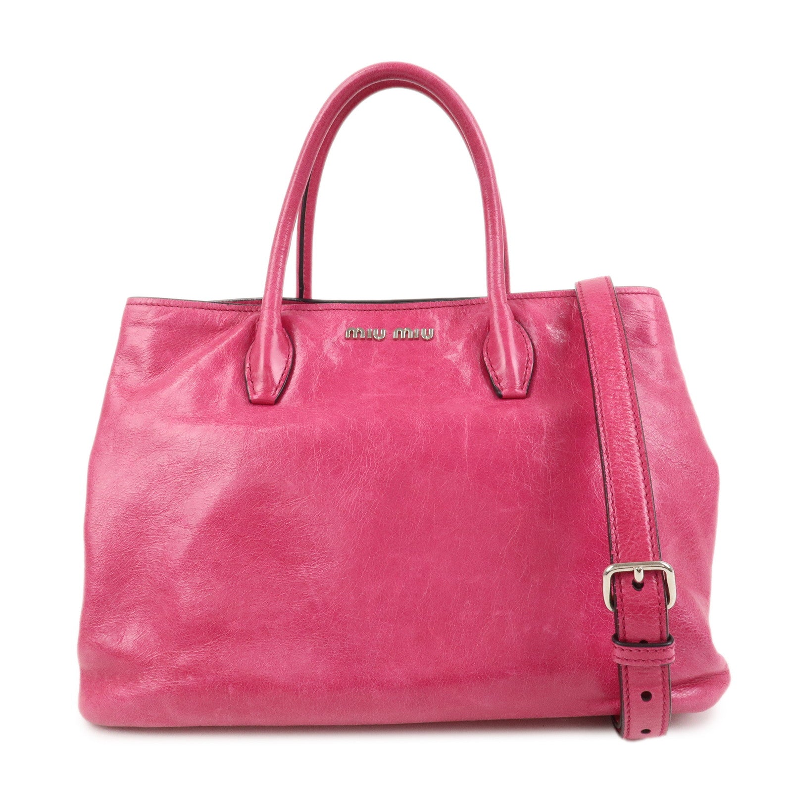 MIU MIU Logo 2Way Bag Hand Bag Shoulder Bag Pink