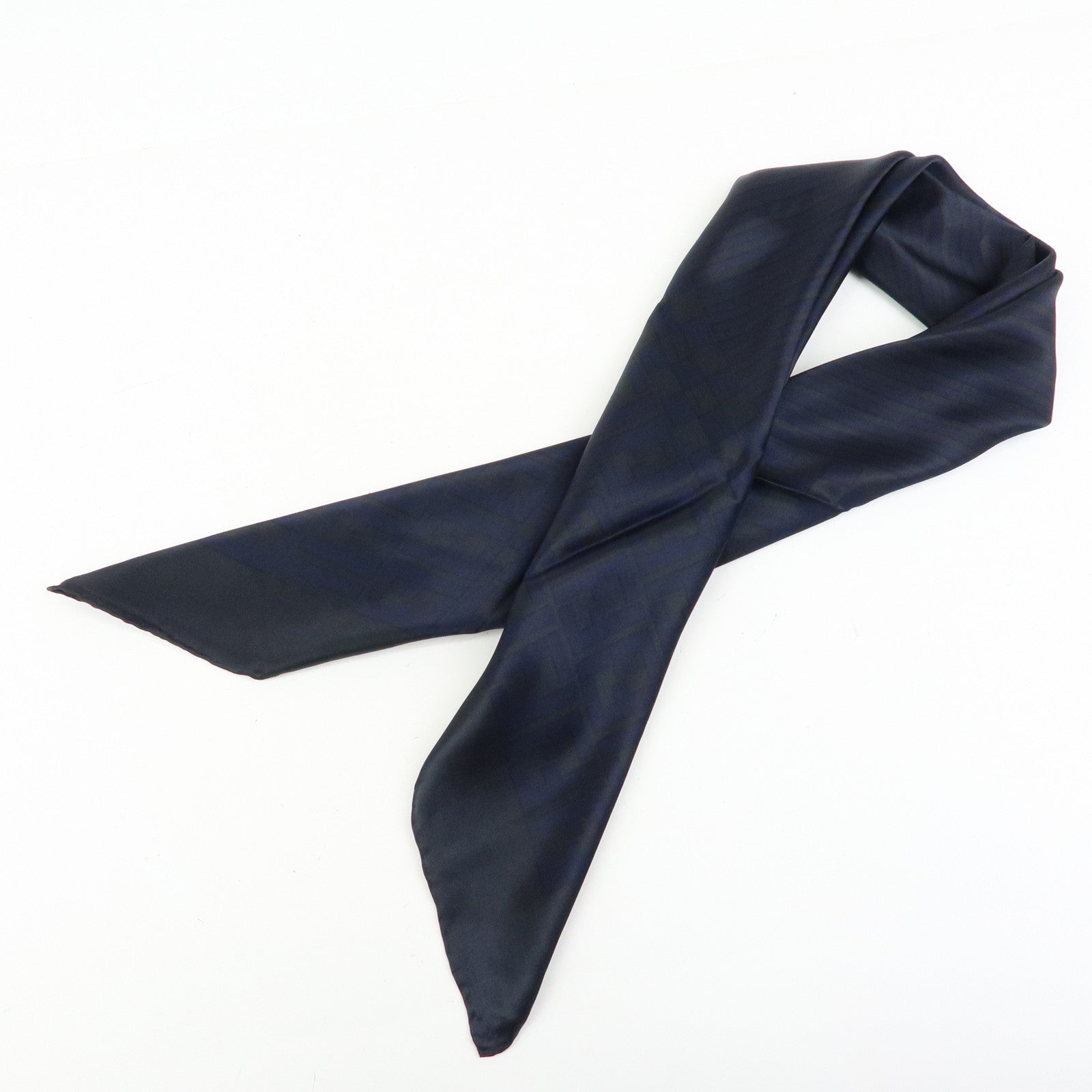 FENDI Zucca Silk 100% Scarf Navy Black