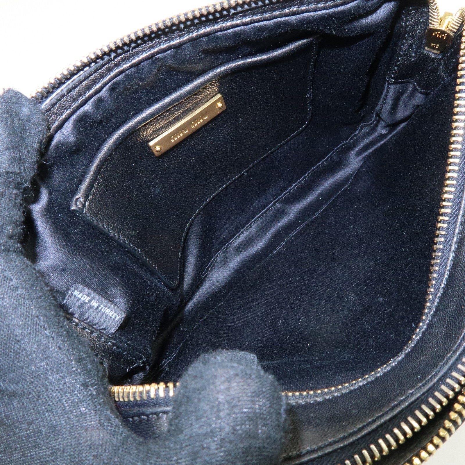 MIU MIU Matelasse Gathered Leather Shoulder Bag Crossbody Bag Black
