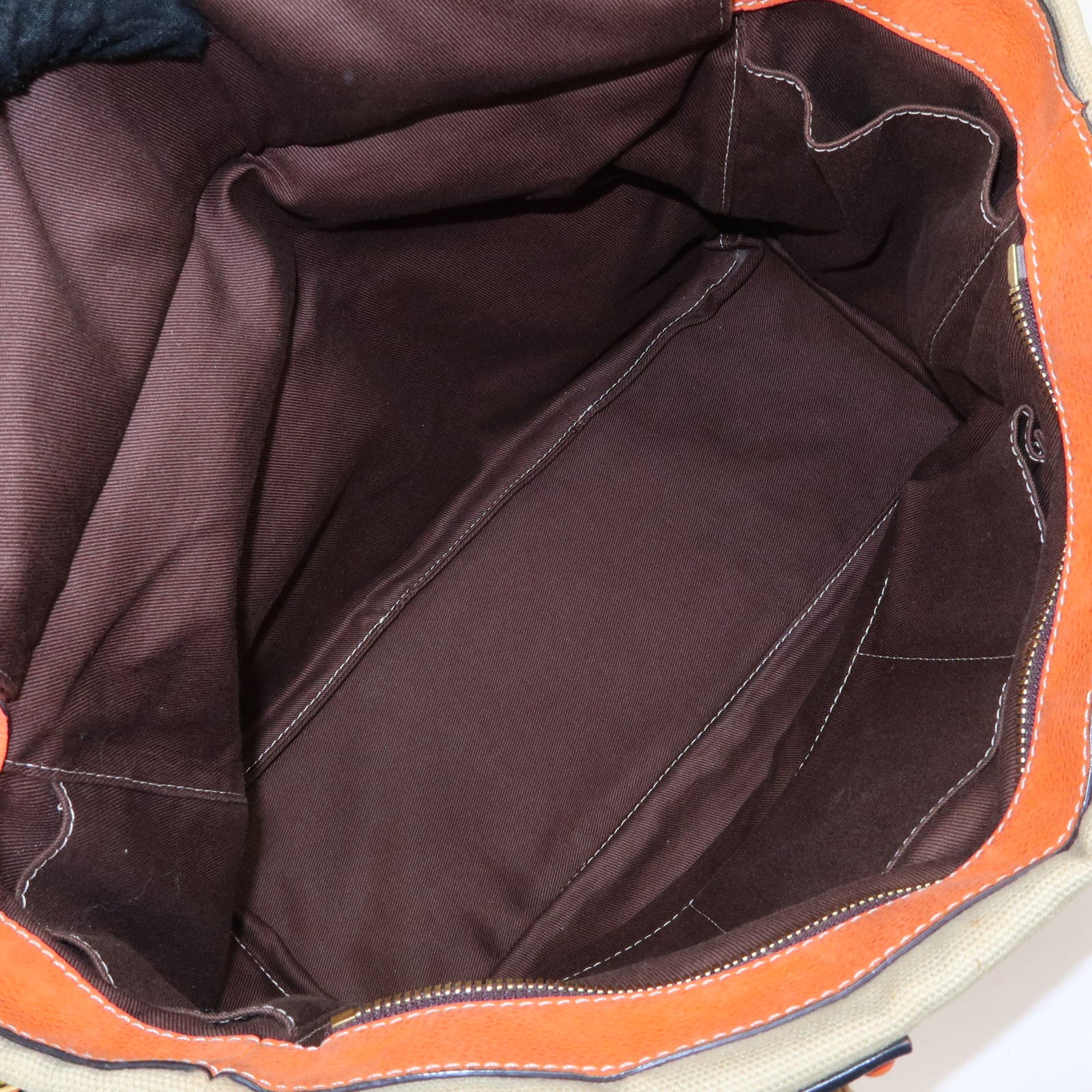 LOEWE Missy Canvas Leather 2Way Bag Tote Bag Beige Orange