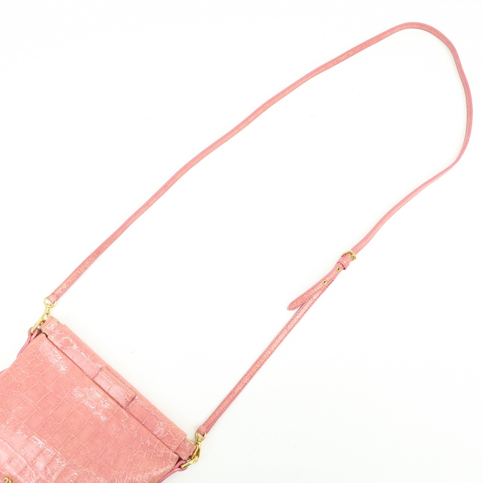 MIU MIU Embossed Leather Shoulder Bag Crossbody Bag Pink