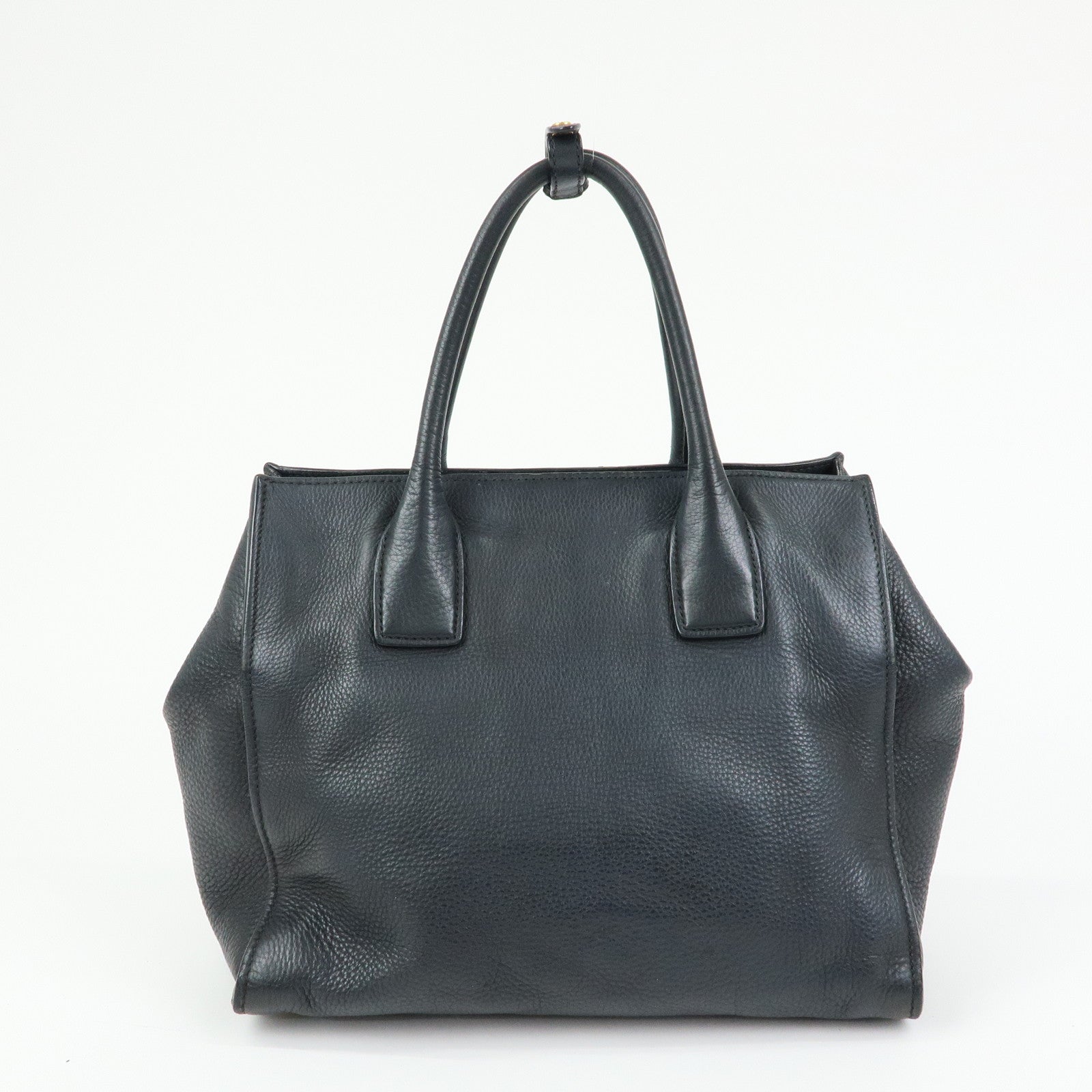 PRADA Triangle Logo Calf Leather 2Way Hand Bag Shoulder Bag Black