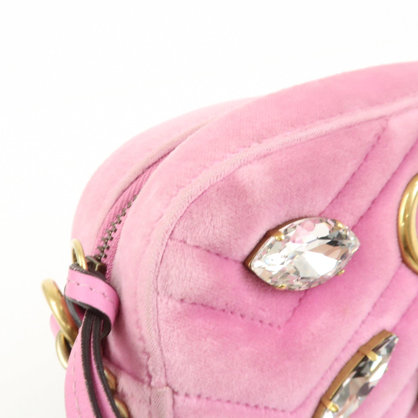 GUCCI GG Marmont Velour Shoulder Bag Corssbody Bag Pink 448065