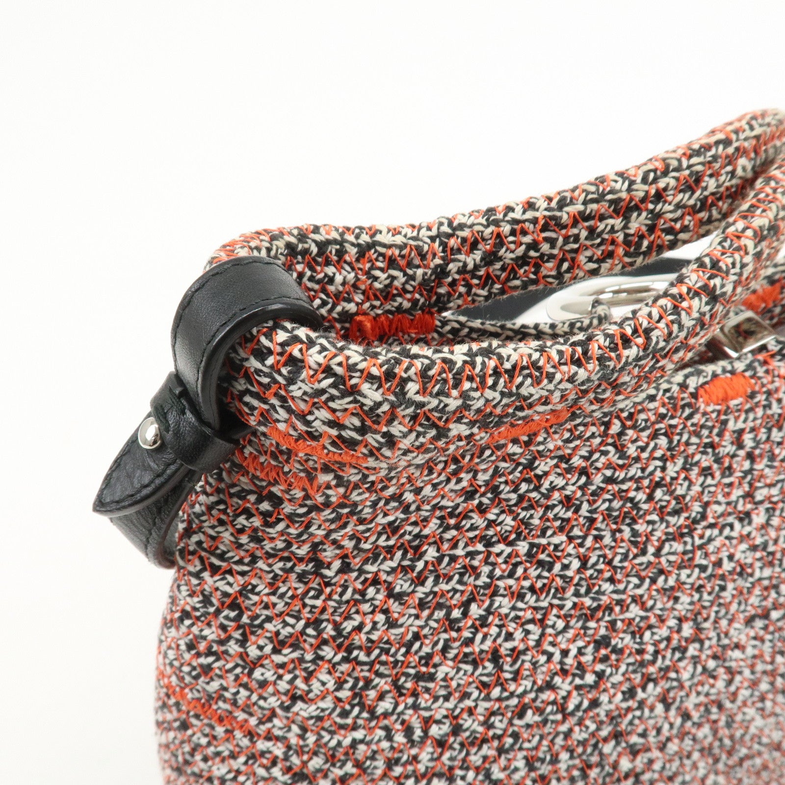 BALENCIAGA Zigzagger Canvas Leather 2Way Hand Bag Orange Black