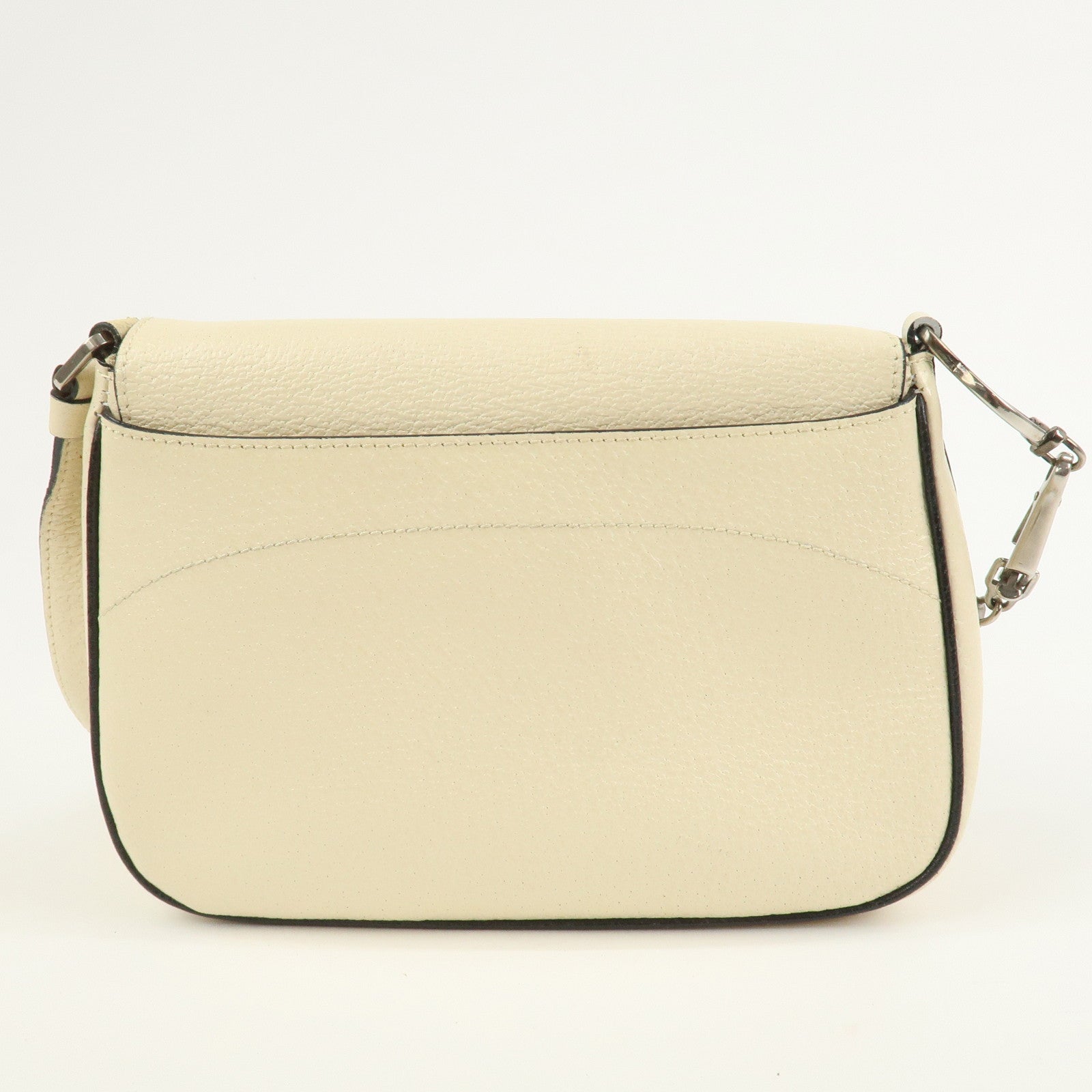 PRADA Logo Leather Shoulder Bag Hand Bag Ivory