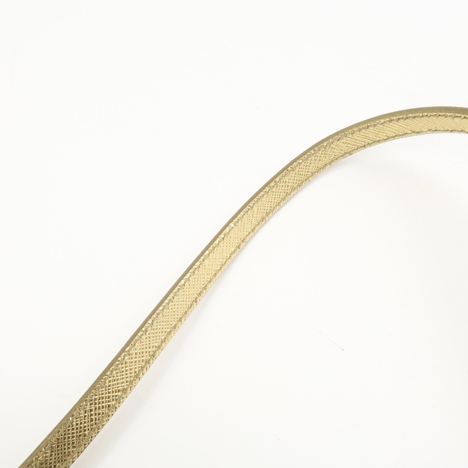 PRADA Logo Leather Crossbody Chain Shoulder Bag Gold BT947C