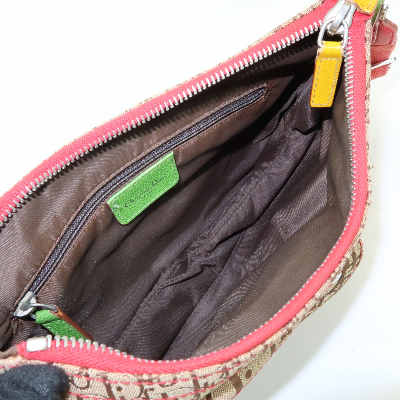 Christian Dior Trotter Canvas Leather Shoulder Bag Beige RastaColor