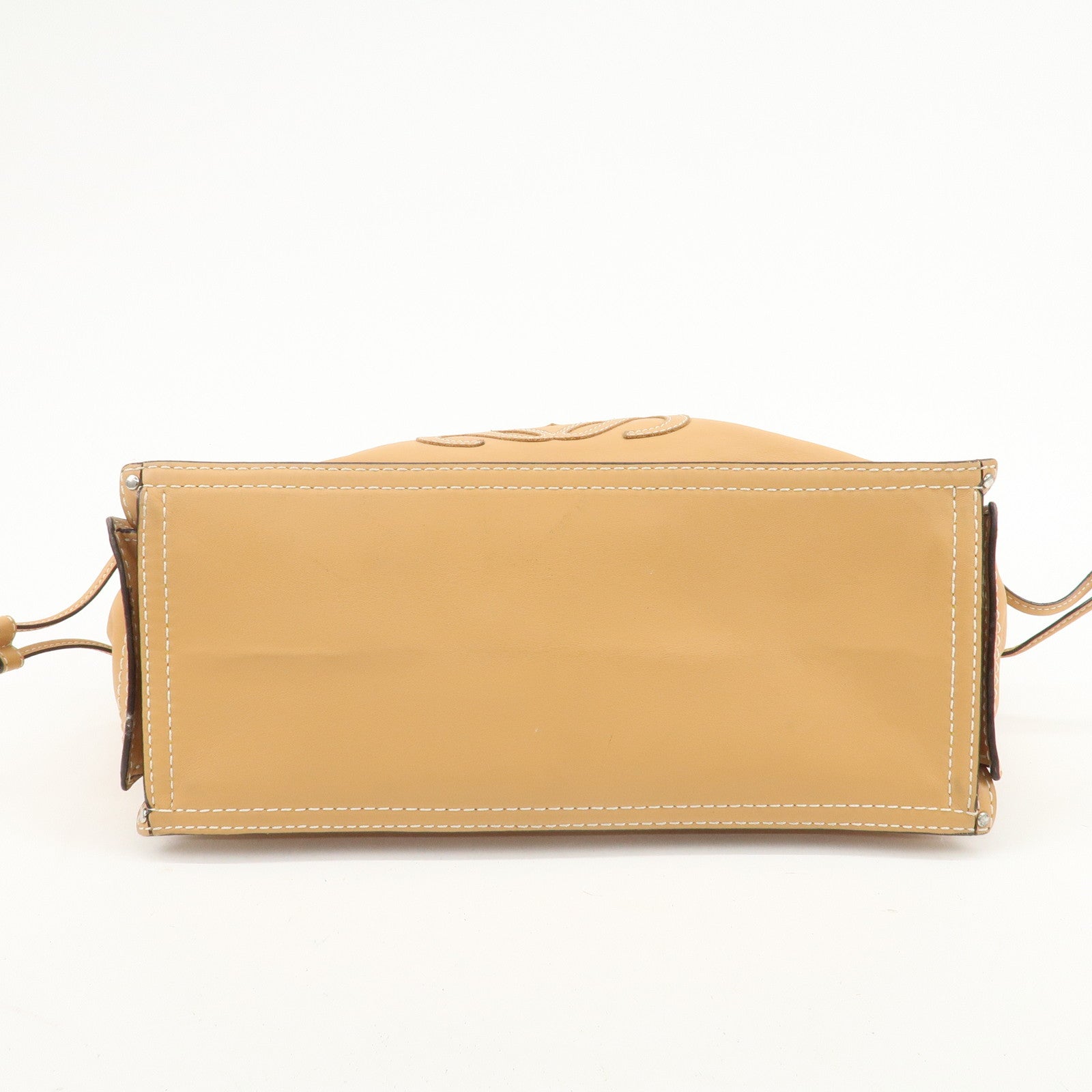 LOEWE Anagram Leather Shopper Tote Bag Hand Bag Light Brown