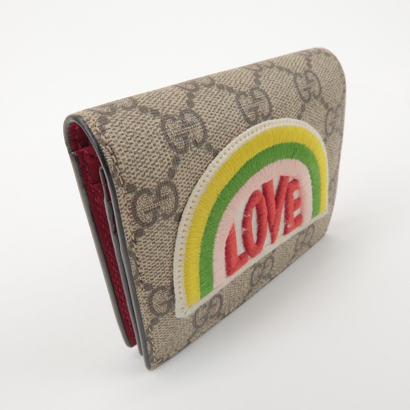 GUCCI LOVE Rainbow GG Supreme PVC Leather Compact Wallet 476412