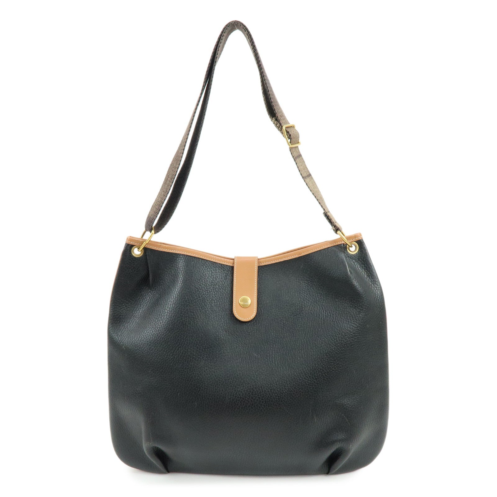 HERMES Rodeo Leather Shoulder Crossbody Bag 〇R Stamped Black