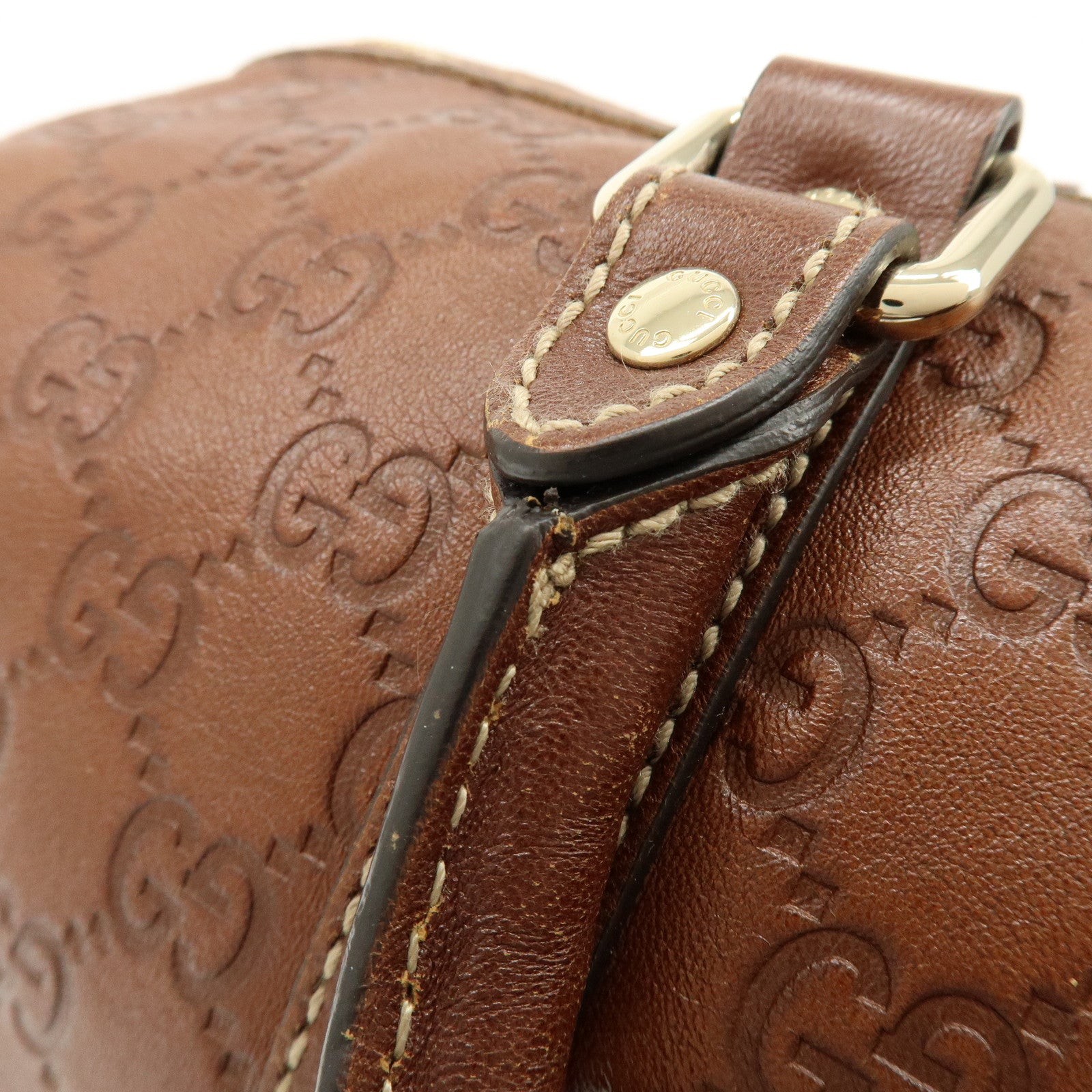GUCCI Guccissima Leather Boston Bag Hand Bag Brown 193603
