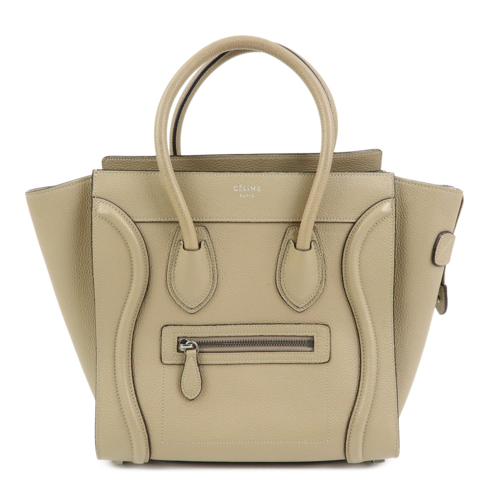 CELINE Luggage Calf Leather Tote Bag Hand Bag Beige