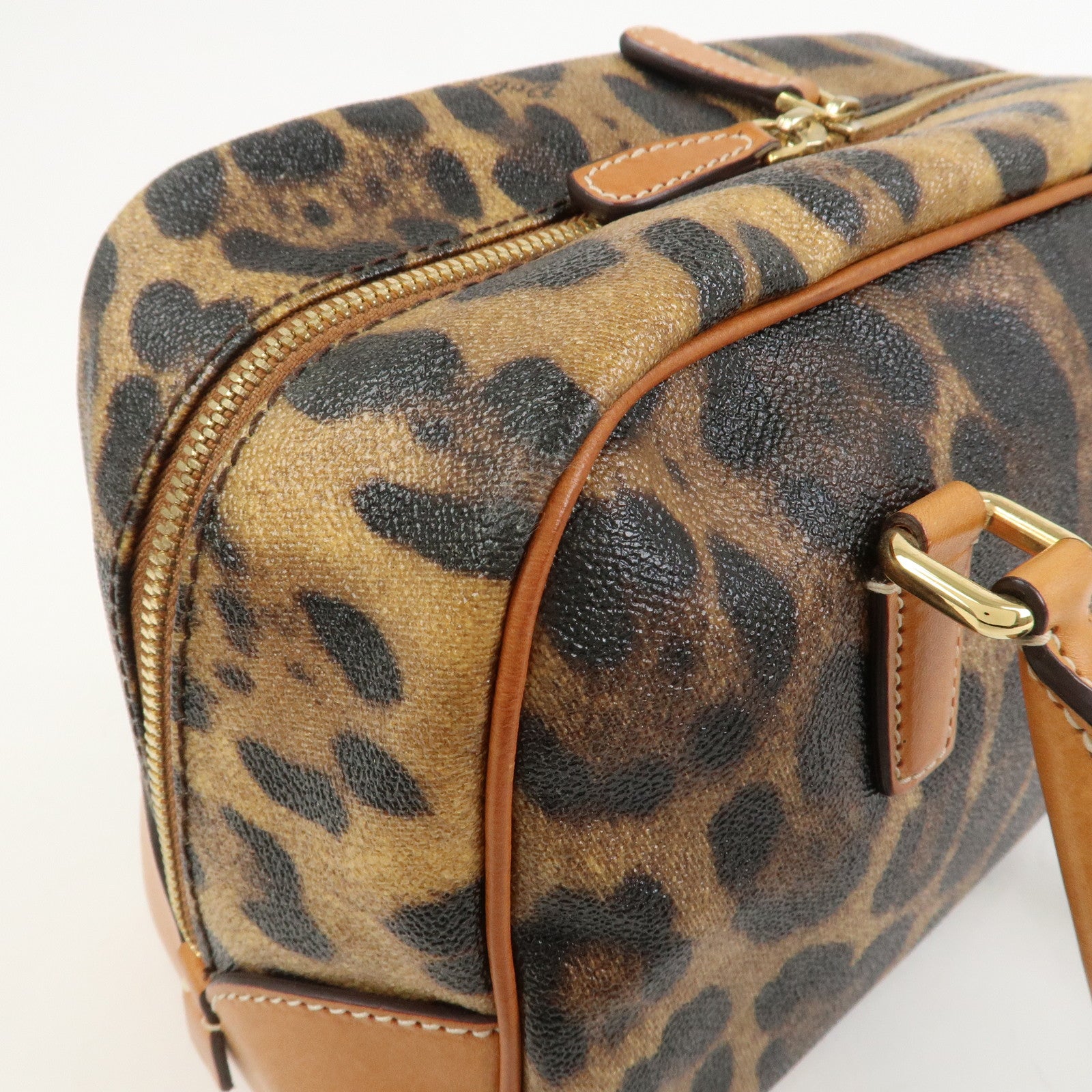 Dolce&Gabbana Leather Shoulder Bag Hand Bag Leopard Brown