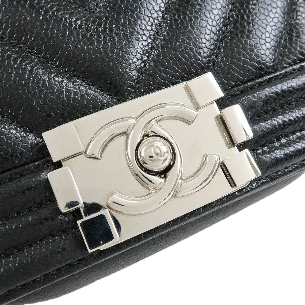 CHANEL Boy CHANEL Caviarskin Chain Shoulder Bag Small Black A67085