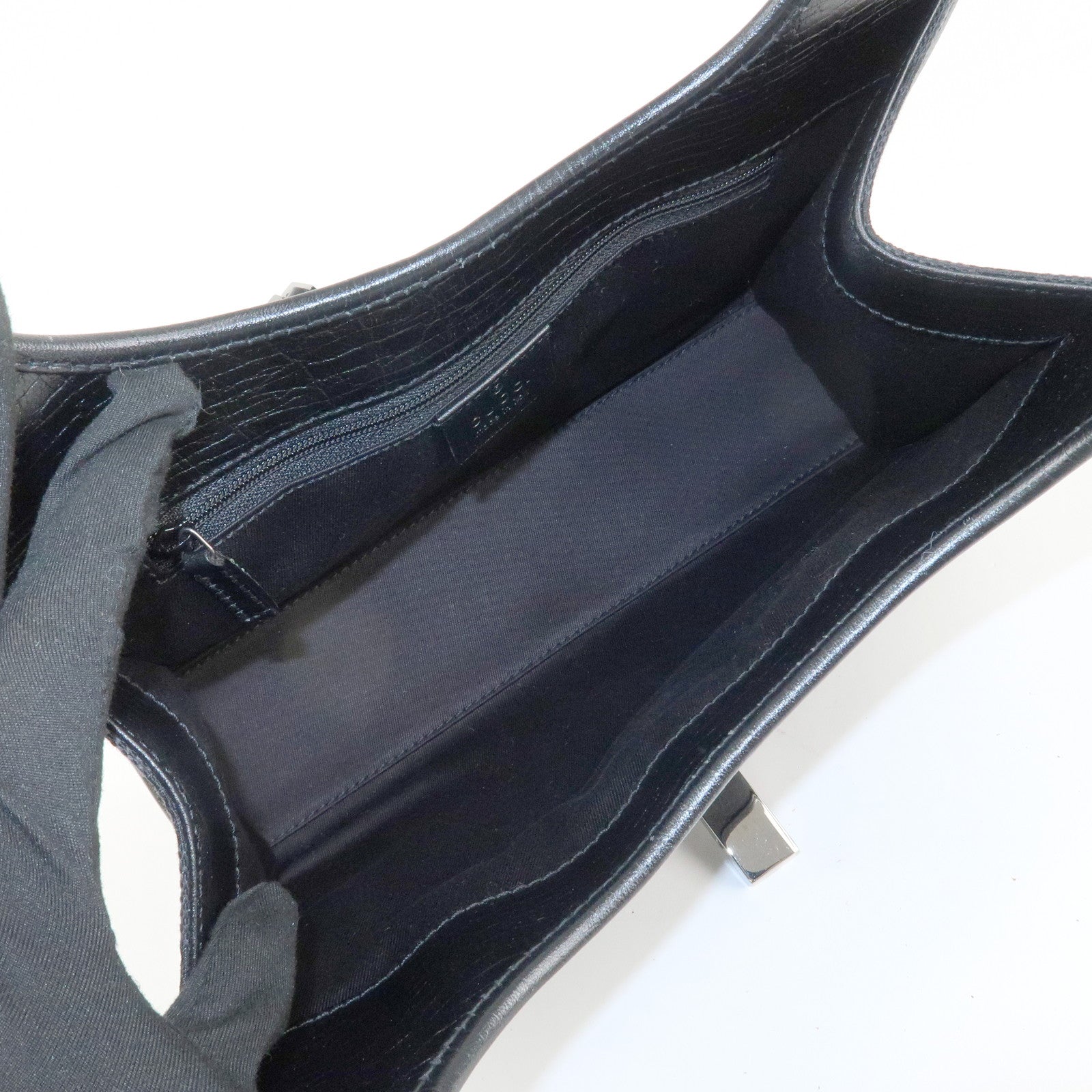 GUCCI Jackie GG Canvas Leather Shoulder Bag Hand Bag Black 01721 Used