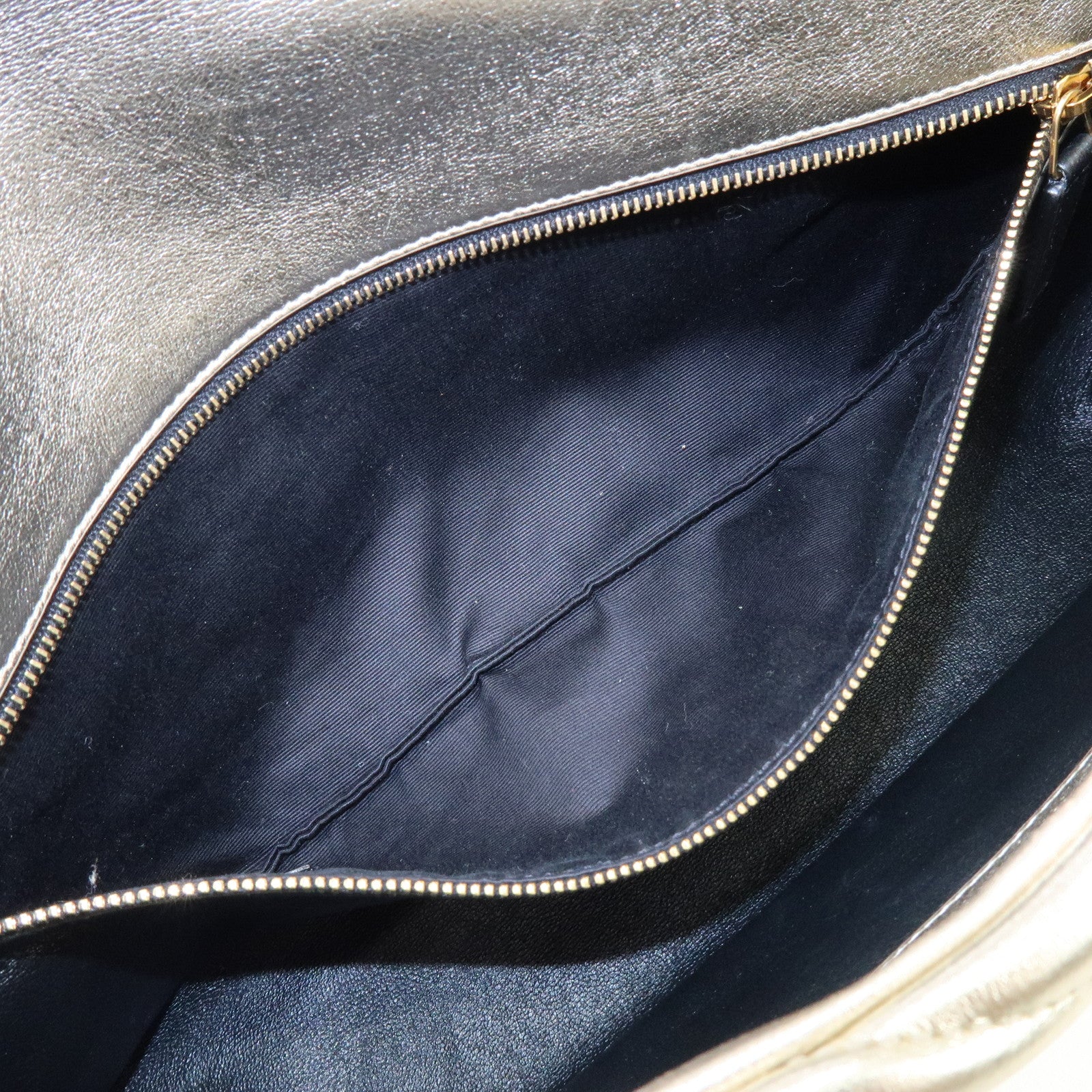 SAINT LAURENT PARIS Sade Leather Clutch Bag Gold 1655004