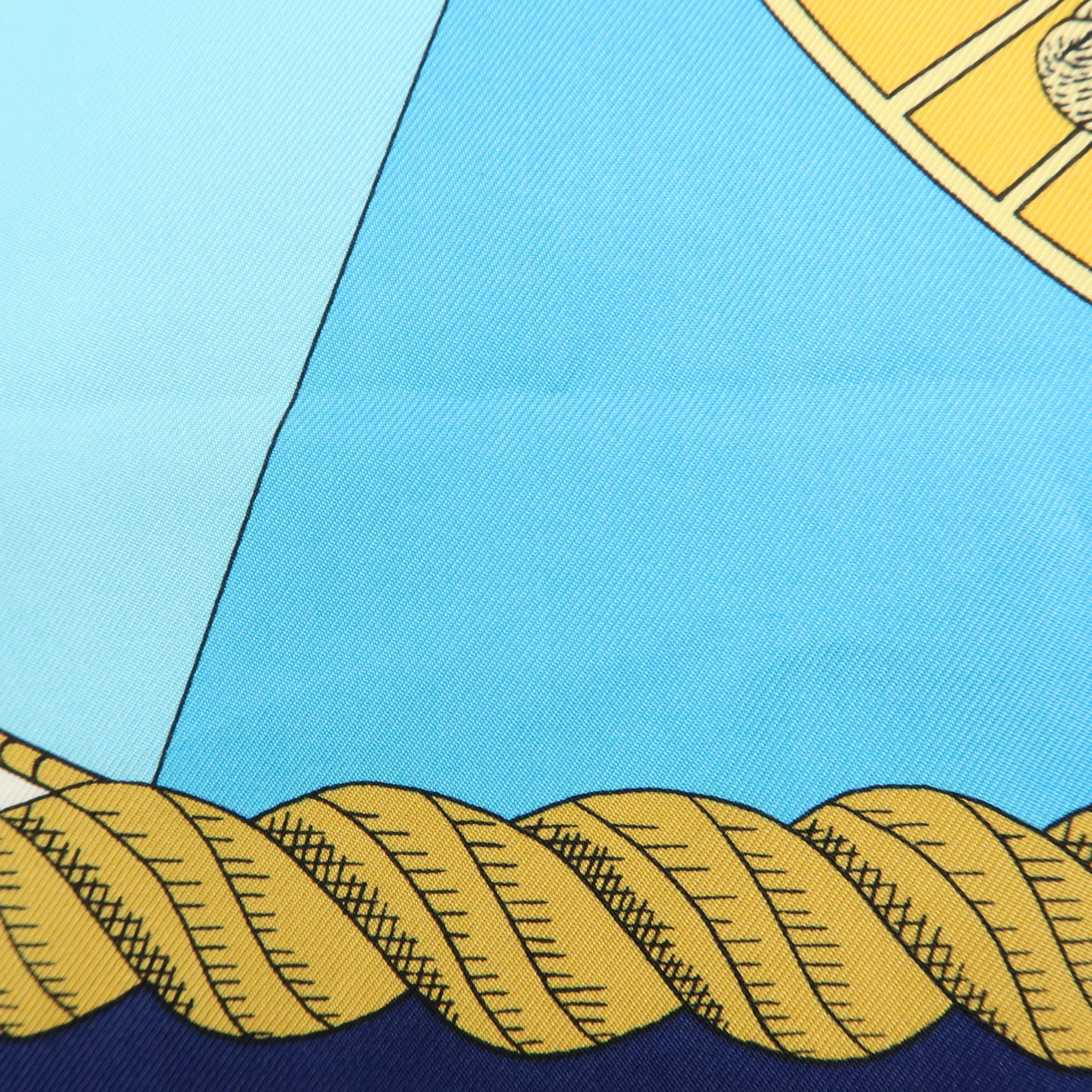 HERMES Carre 90 Silk 100% Scarf Circus Blue Gold