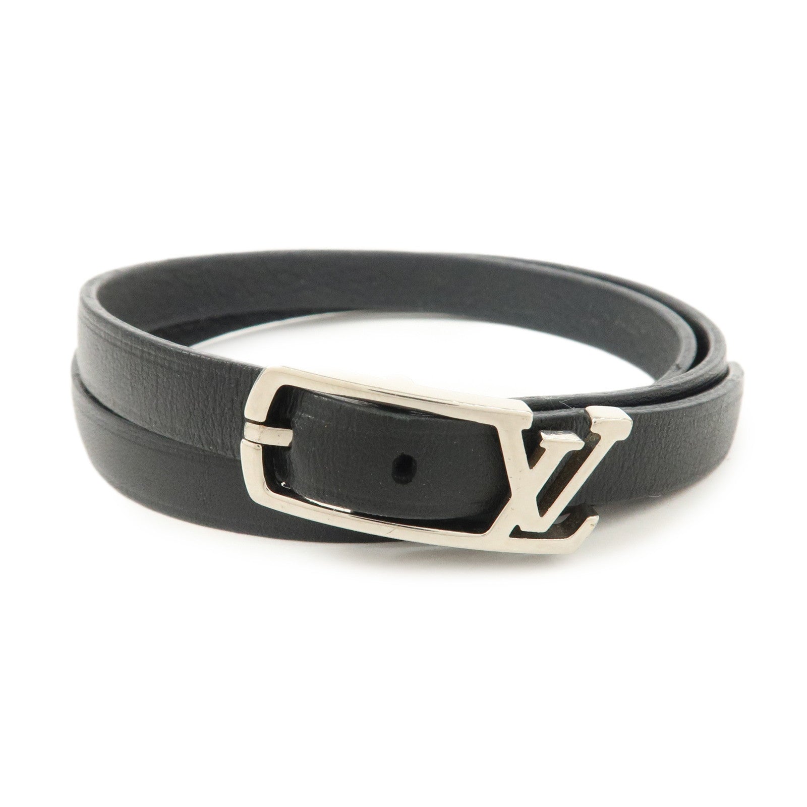 Louis Vuitton Leather Neogram Double Bracelet Black M6257D