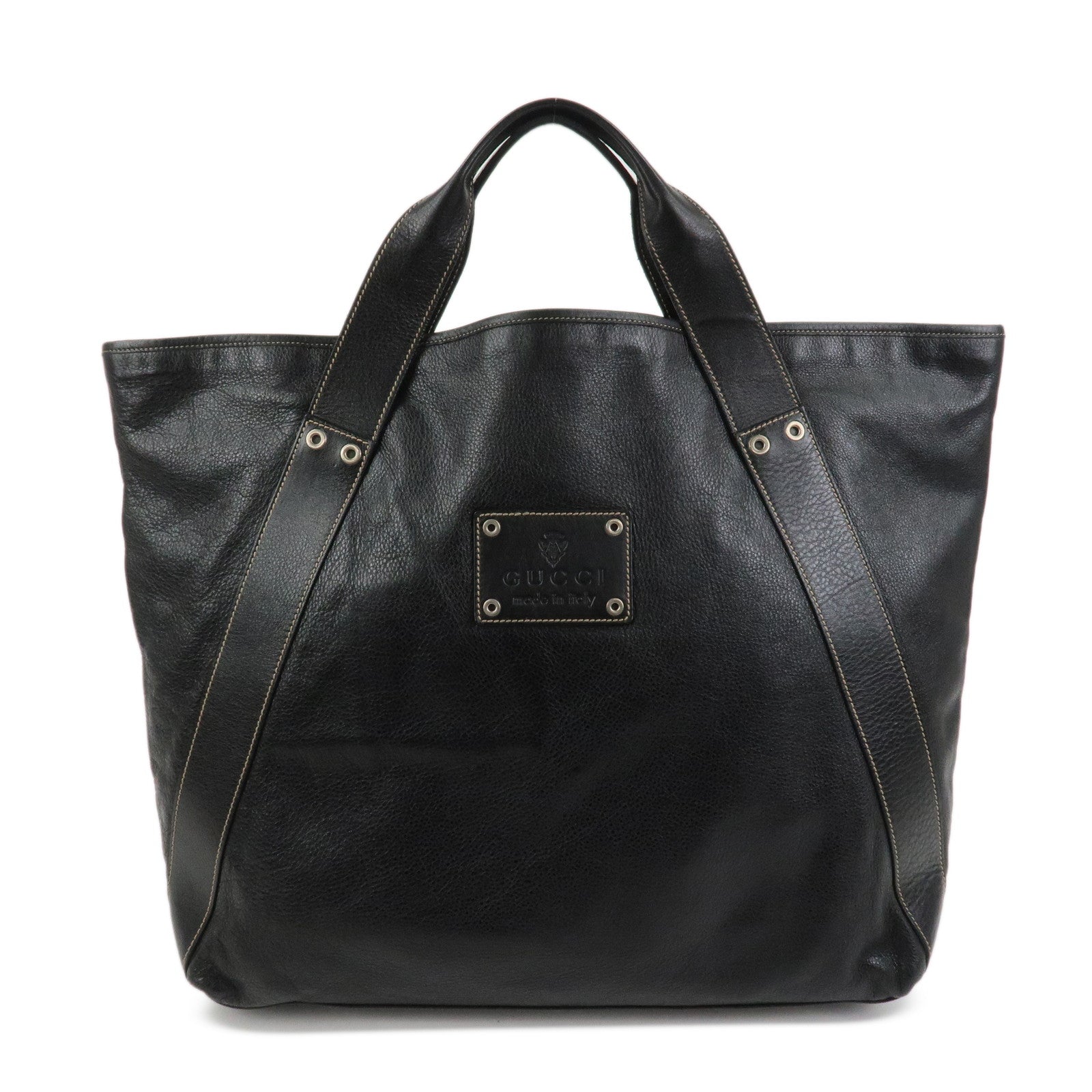 GUCCI Hysteria Leather Tote Bag Hand Bag Black 211126