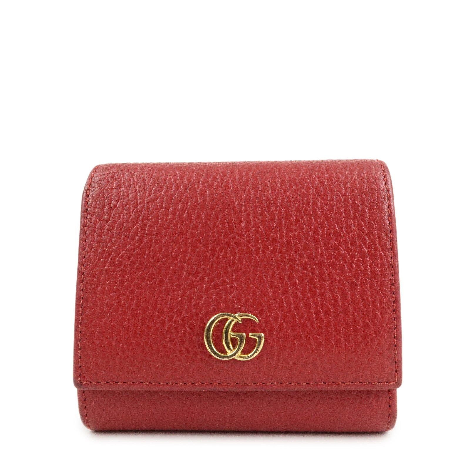 GUCCI GG Marmont Leather Mudium Compact Wallet Red 598587