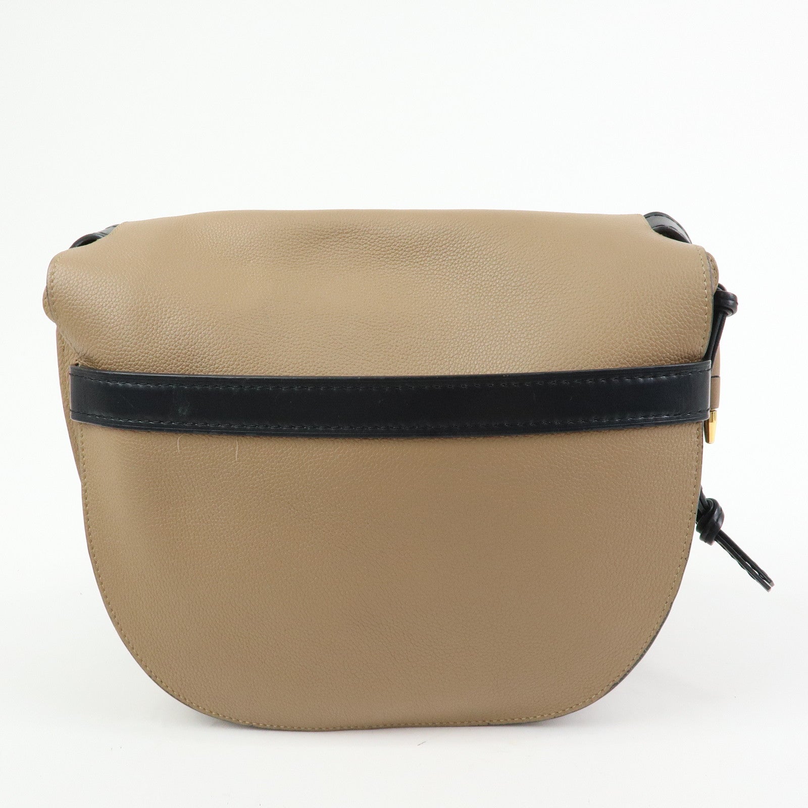 LOEWE Calf Leather Shoulder Bag Gate Bag Medium Beige Black