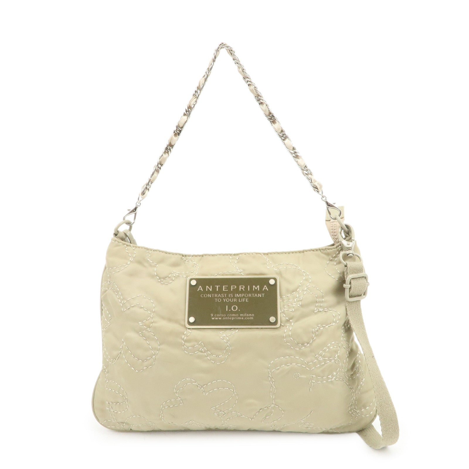 ANTEPRIMA Logo Nylon 2Way Bag Hand Bag Shoulder Bag Khaki