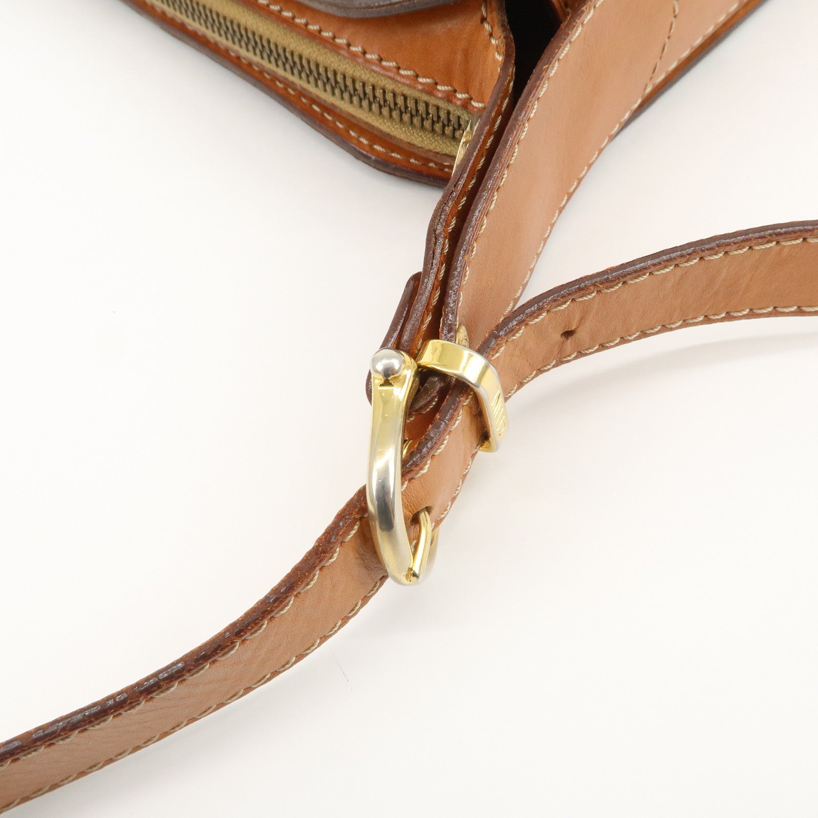 CELINE Macadam Logo PVC Leather Shoulder Bag Brown Gold