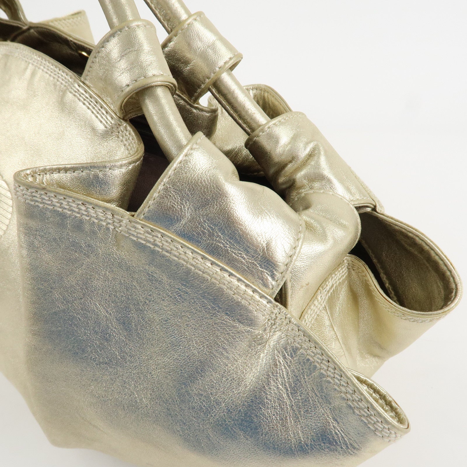 LOEWE Anagram Leather Nappa Aire Hand Bag Tote Bag Gold