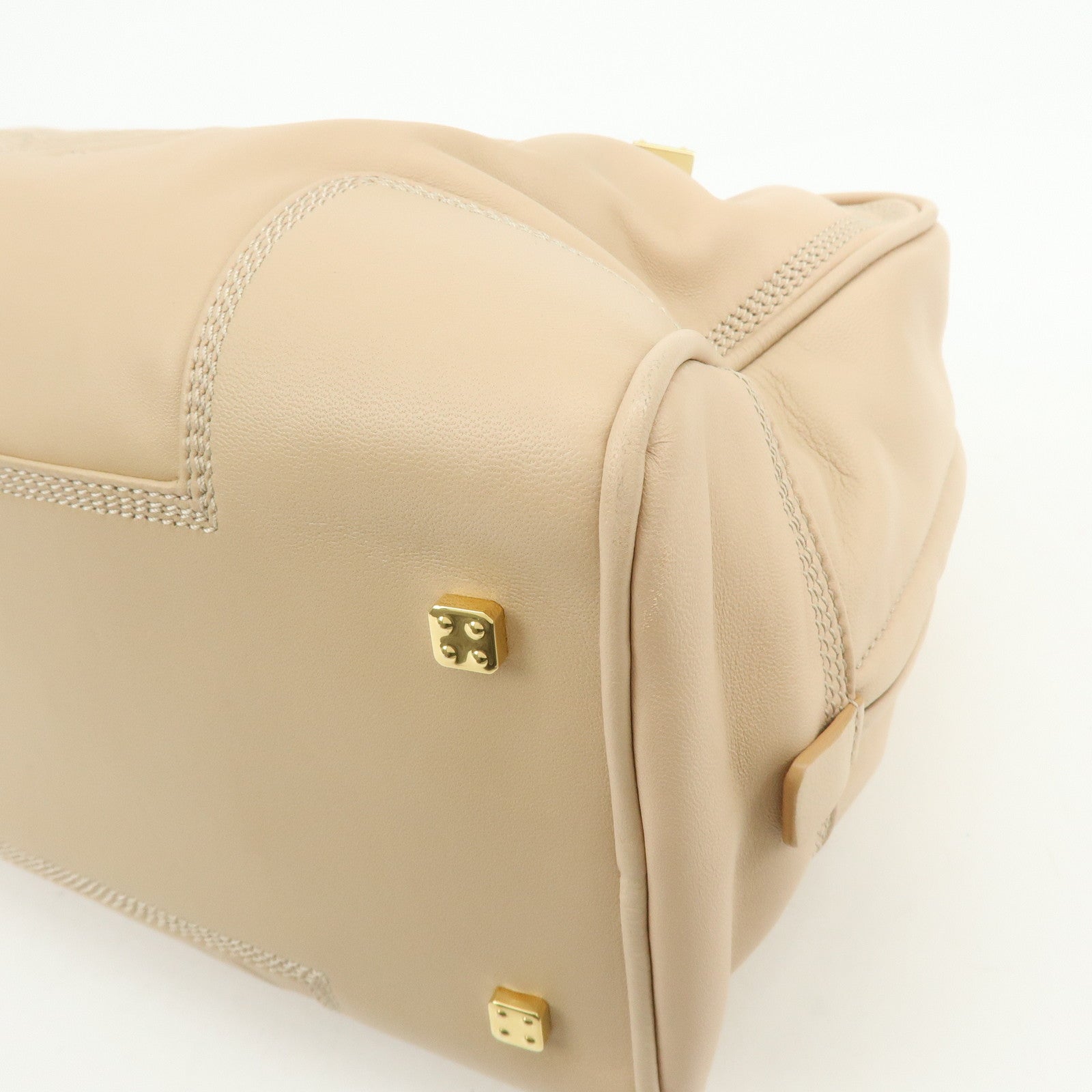 LOEWE Anagram Amazona 36 Nappa Leather Hand Bag Boston Bag Beige