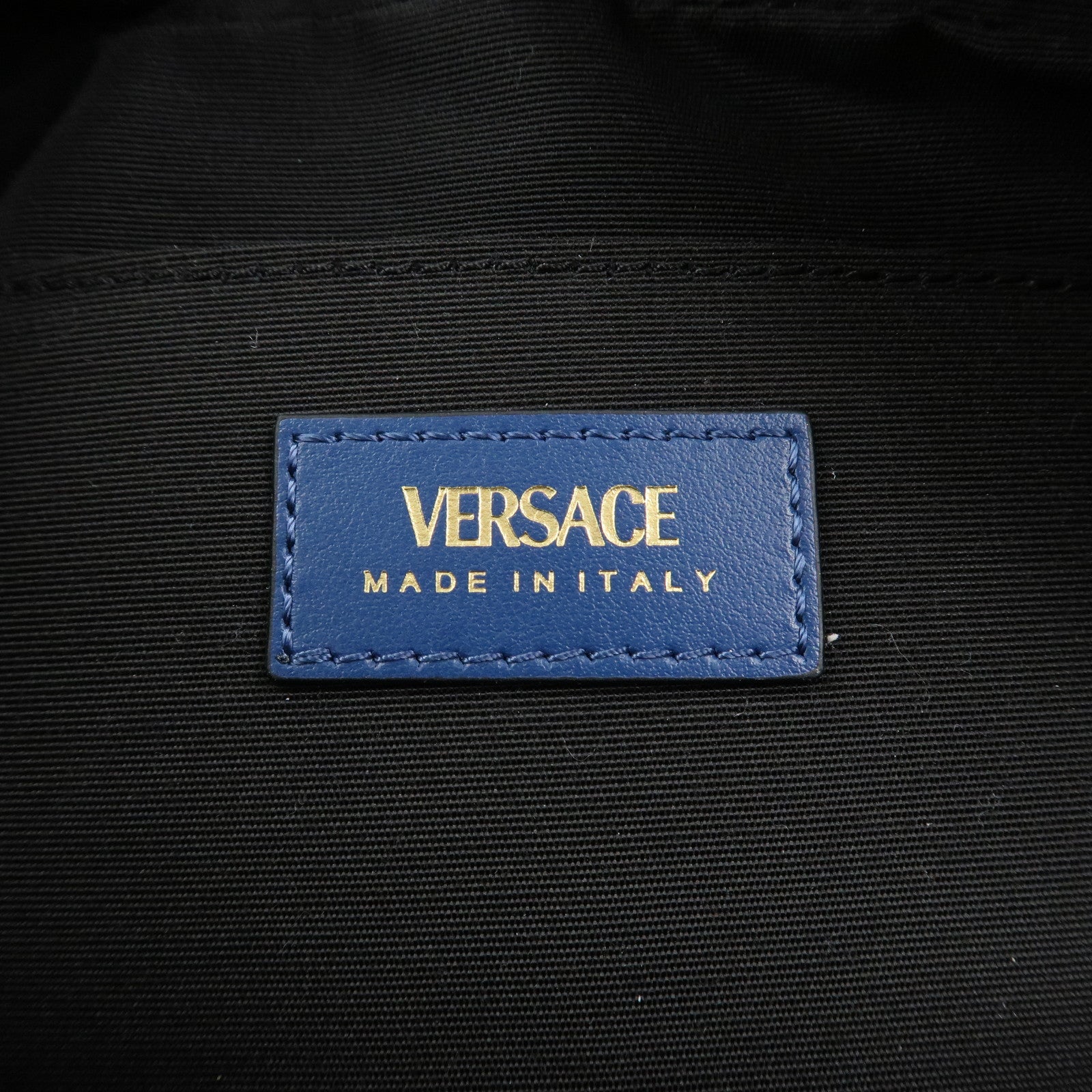 GIANNI VERSACE Denim Leather Chain Shoulder Bag Blue