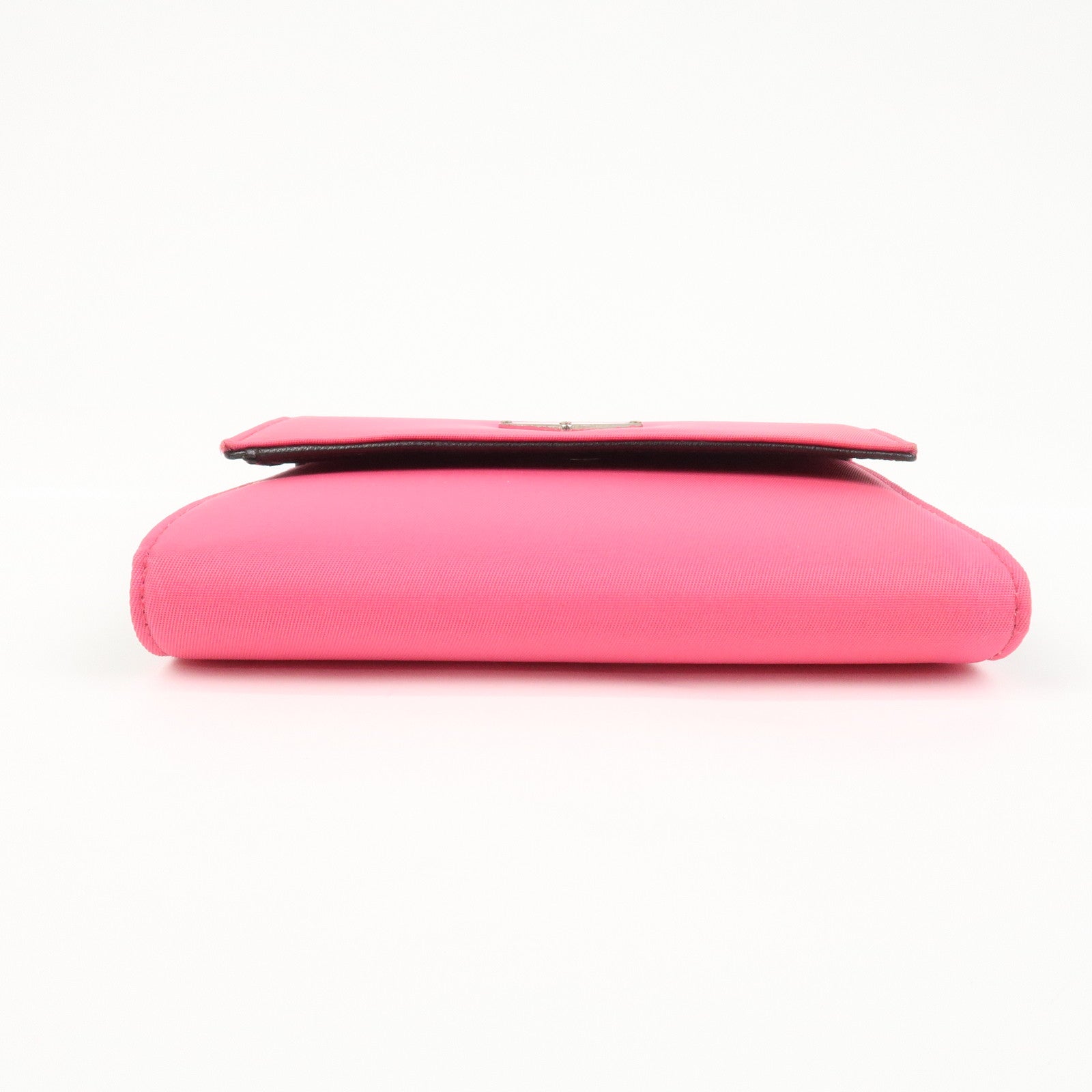 PRADA Triangle Logo Tessuto Nylon Mini Compact Wallet Neon Pink