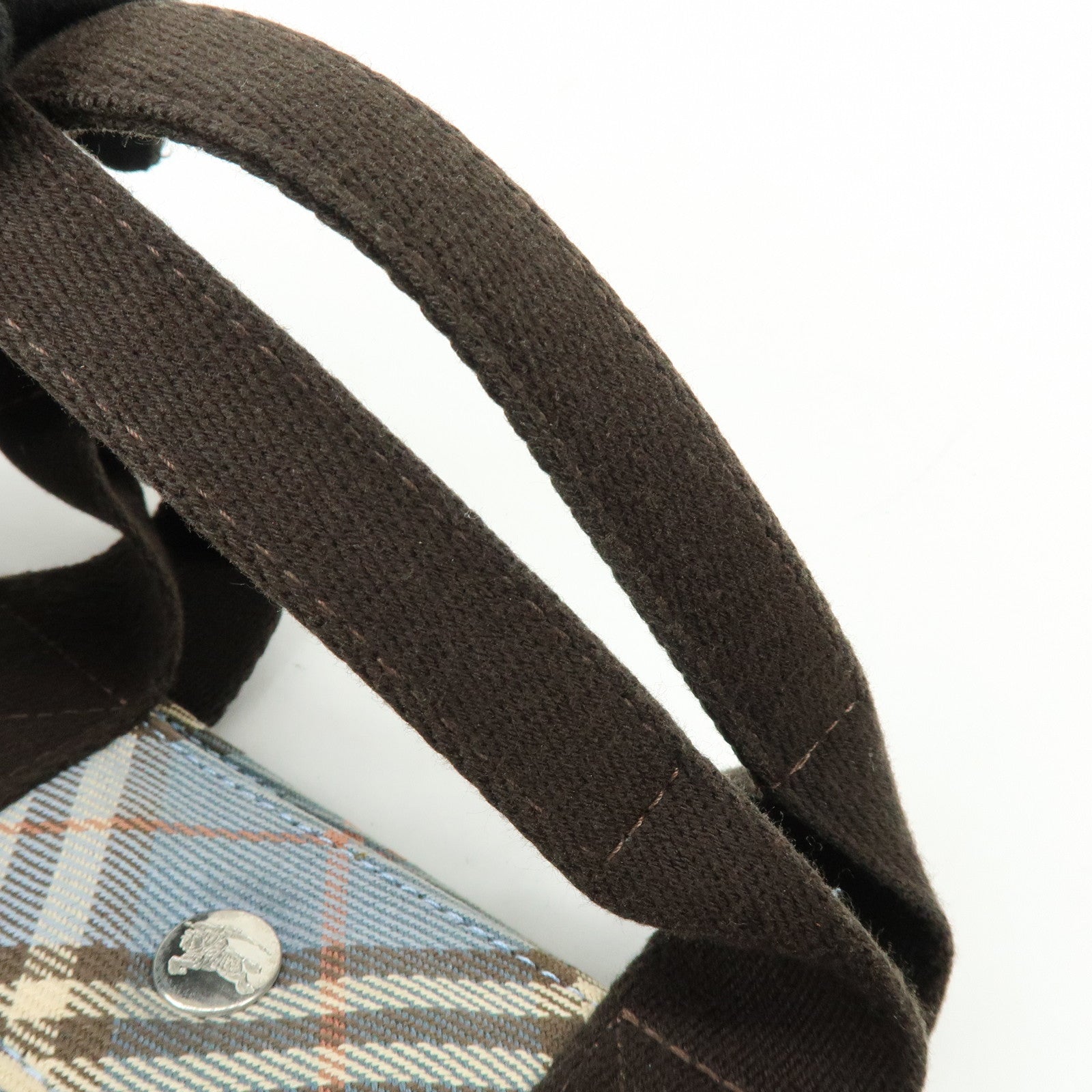 BURBERRY Blue Label Canvas Tote Bag Shoulder Bag Blue Brown