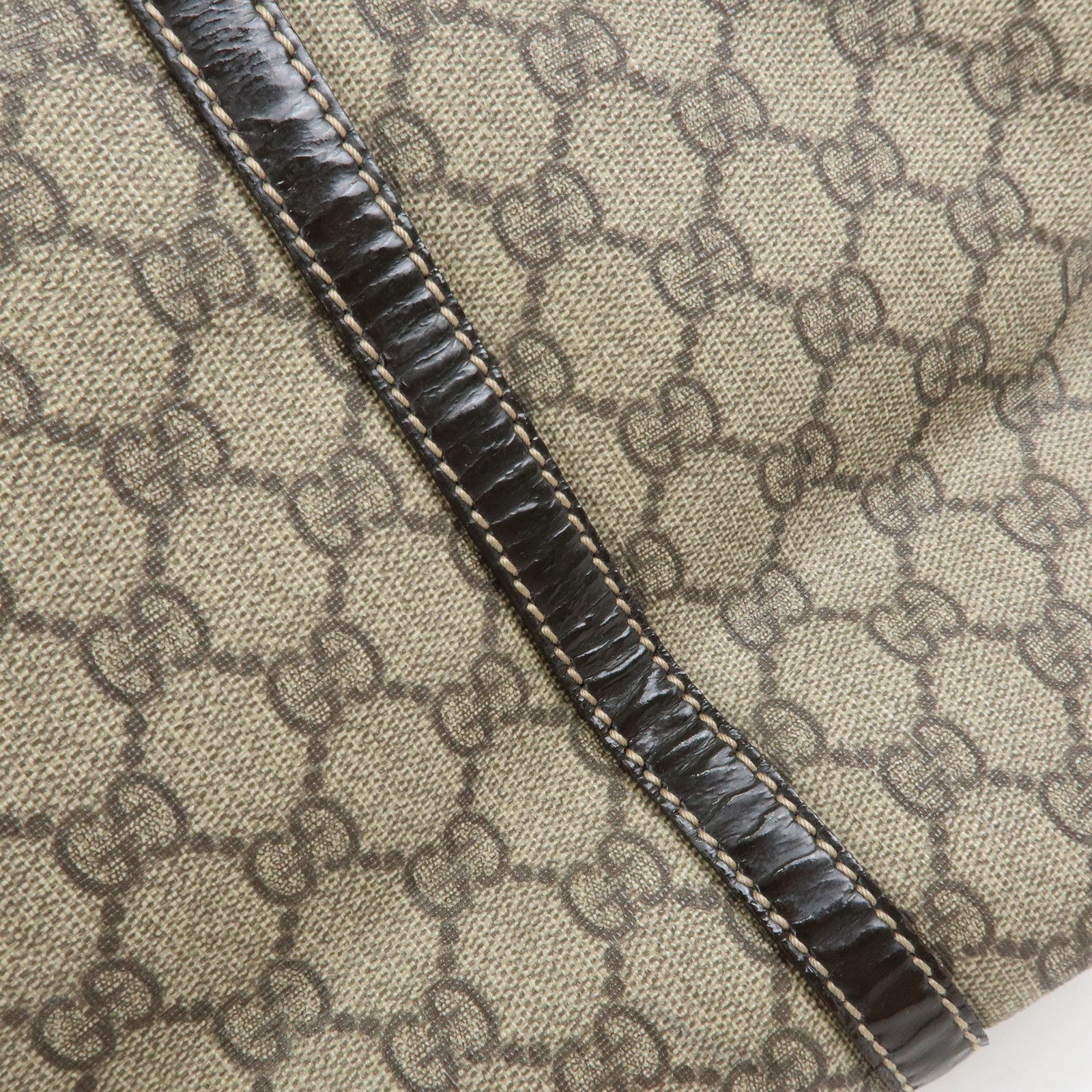 GUCCI GG Supreme Patent Leather Tote Bag Shoulder Bag Beige 197953