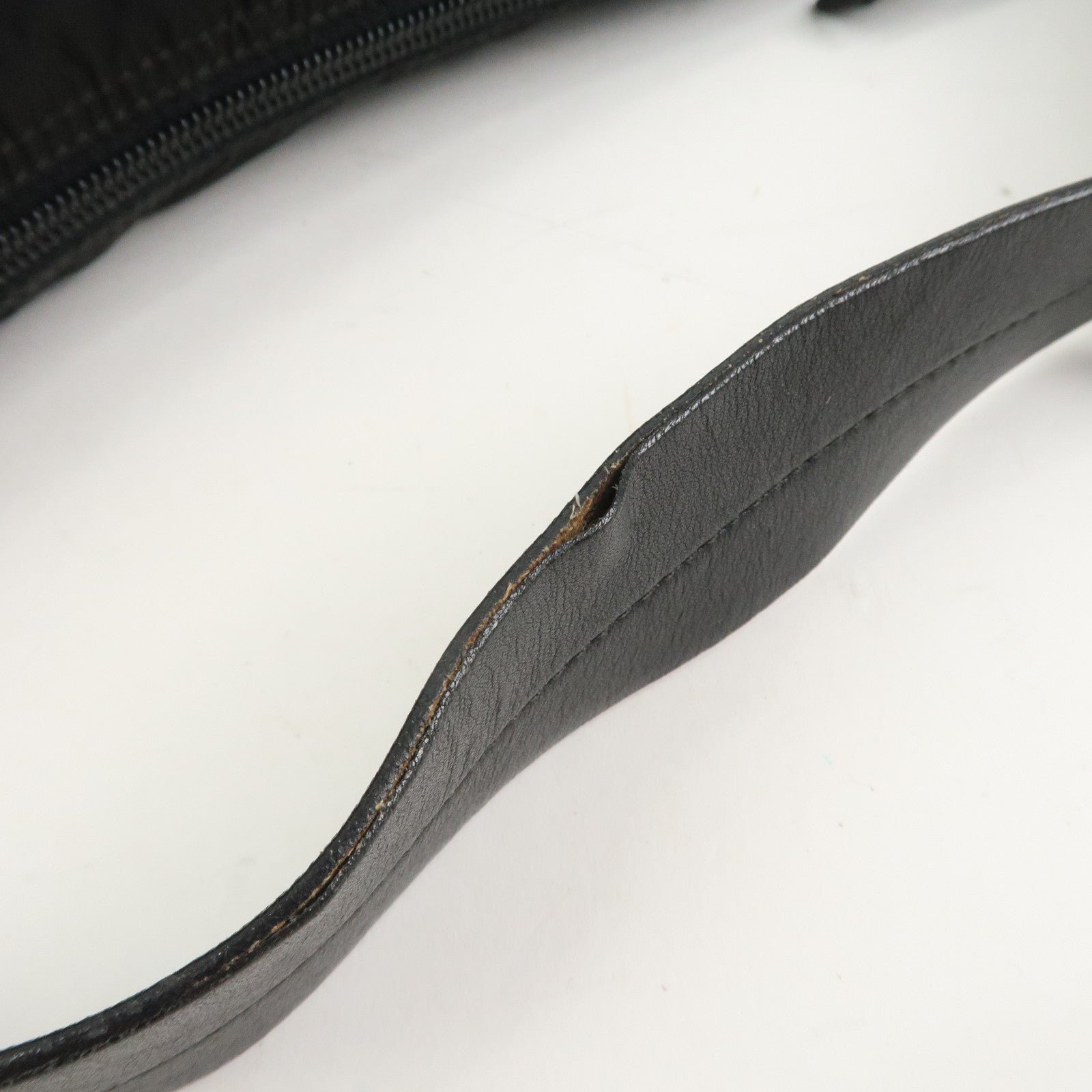 PRADA Triangle Logo Nylon Leather Shoulder Bag Hand Bag Black