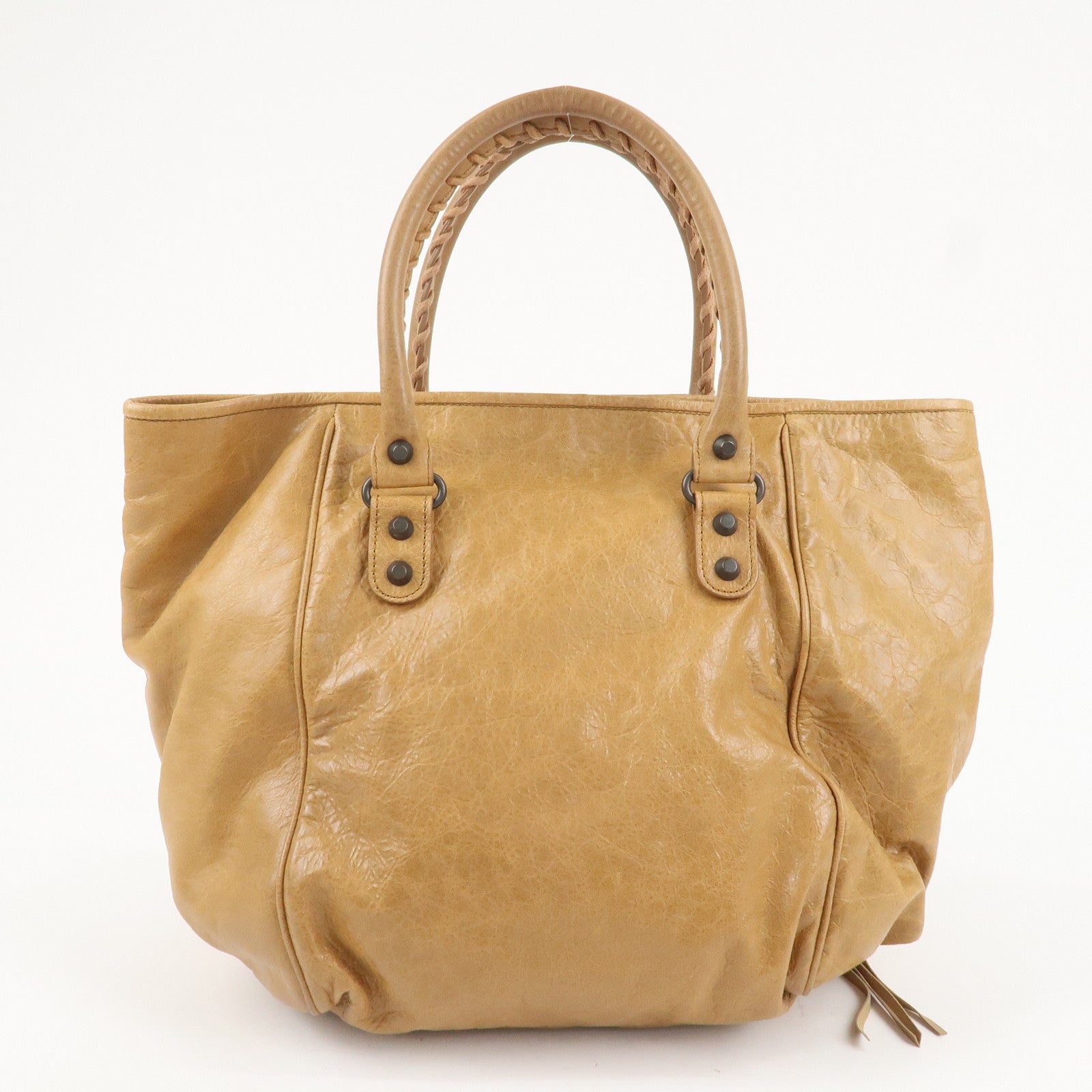 BALENCIAGA The Sunday Leather Tote Bag Hand Bag Brown 228750 Used