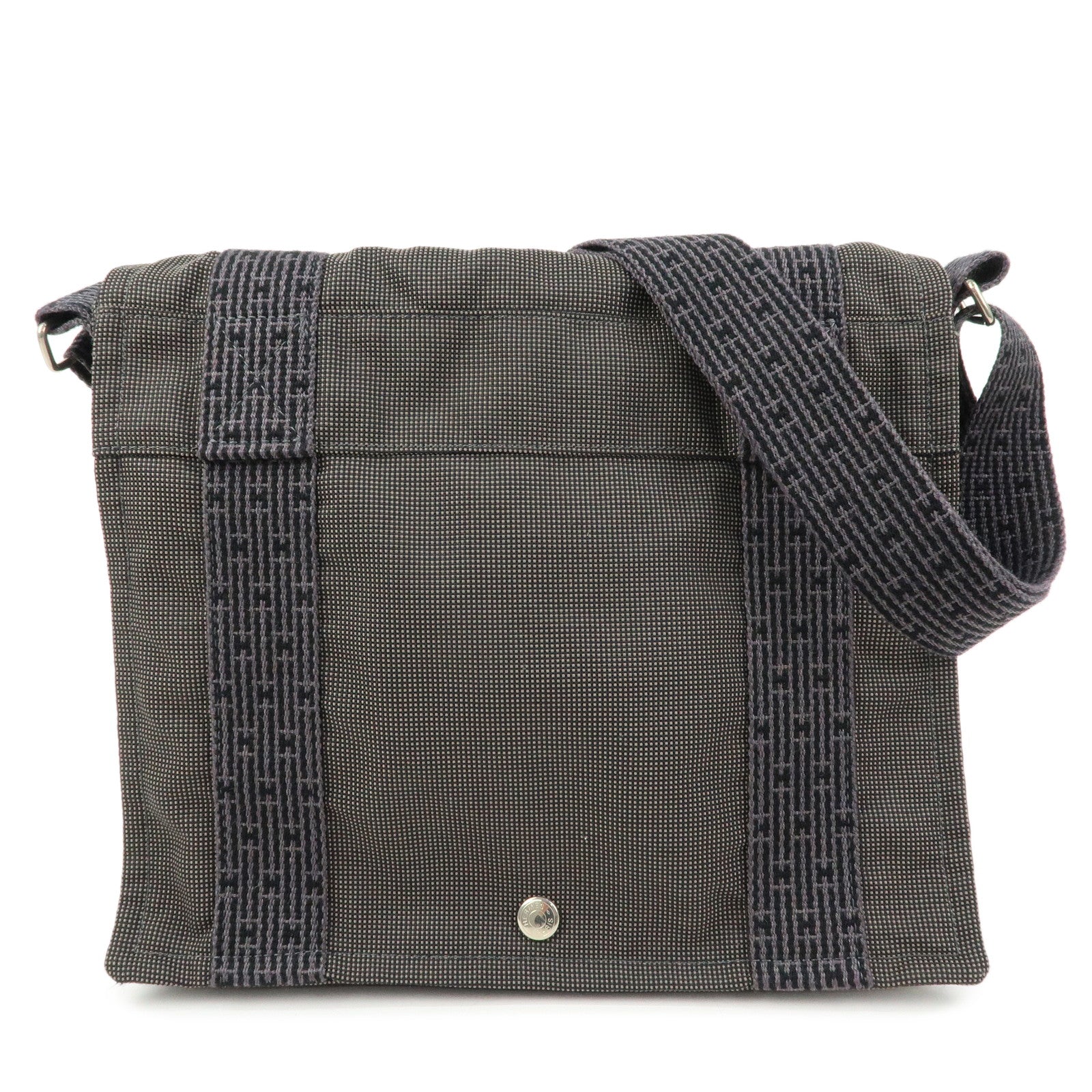 HERMES Herline Canvas Bassac PM Fourre Tout Shoulder Bag Black