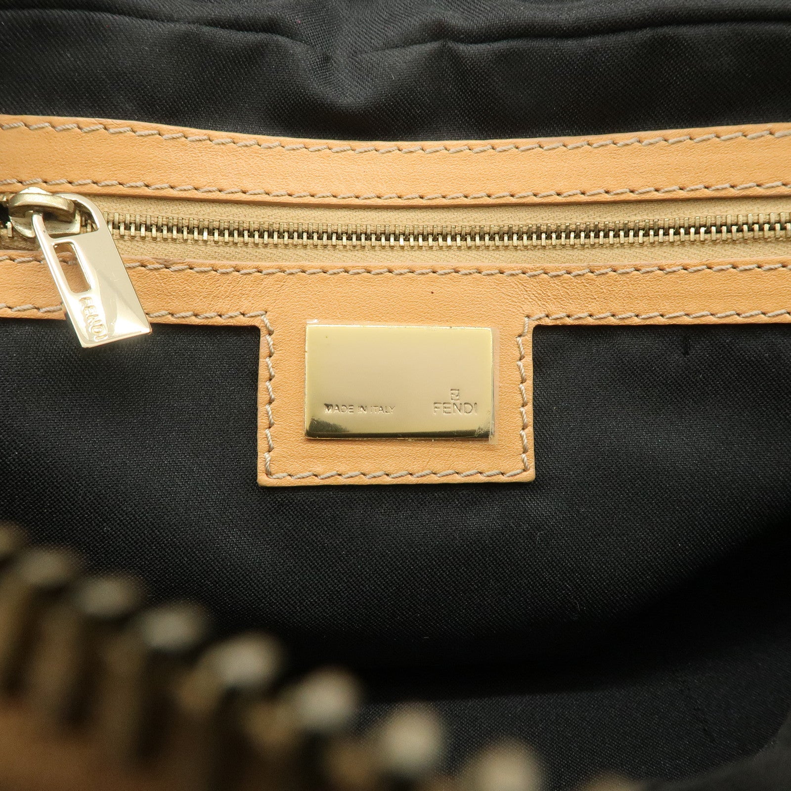 FENDI Zucchino Canvas Leather Mini Boston Bag Hand Bag Black 8BL007