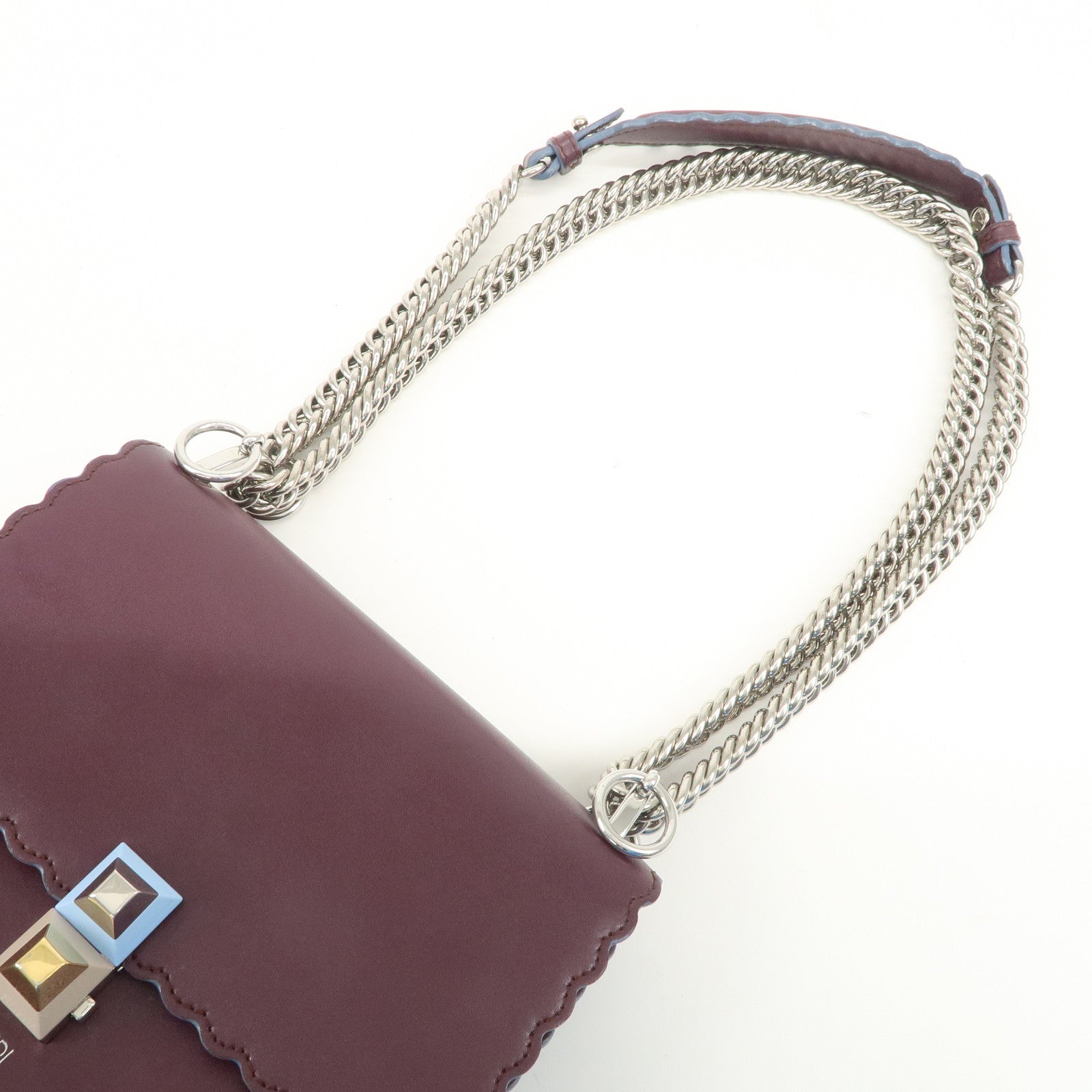 FENDI Mini Kan I Chain Shoulder Bag Crossbody Bag Purple 8M0381