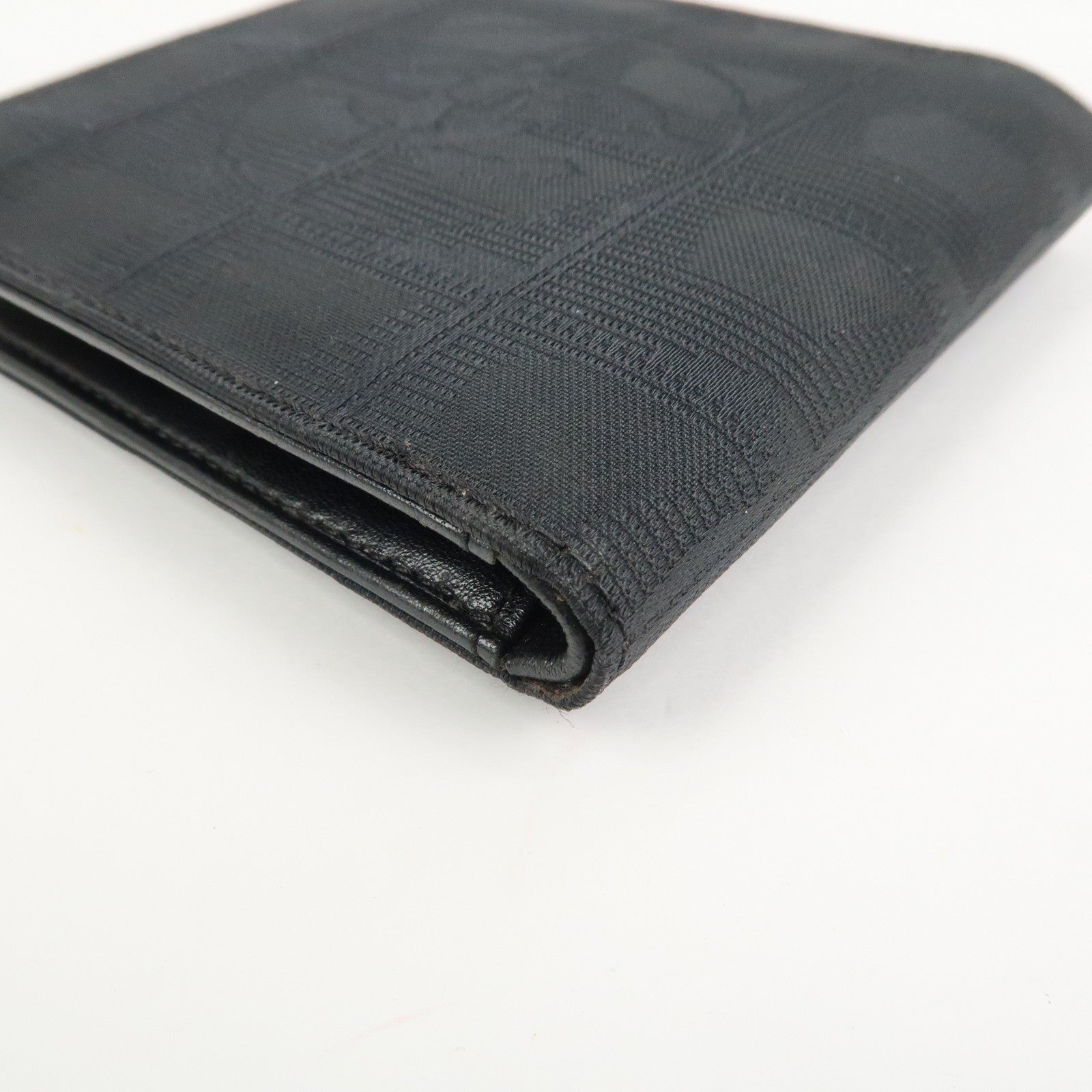 CHANEL New Travel Line Nylon Jacquard Compact Wallet Black A14342