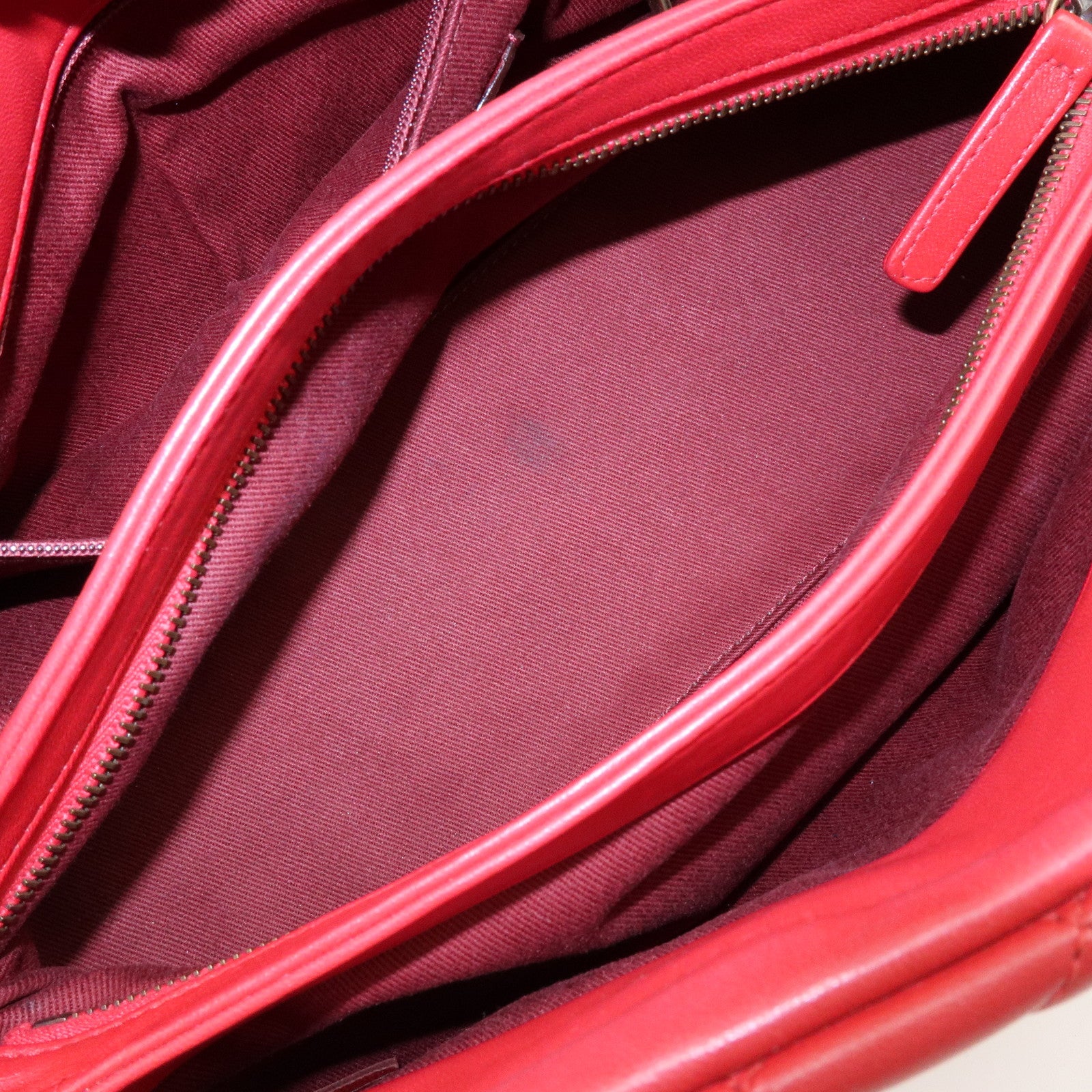 CHANEL Mademoiselle COCO Mark Lamb SKin Chain Shoulder Bag Red