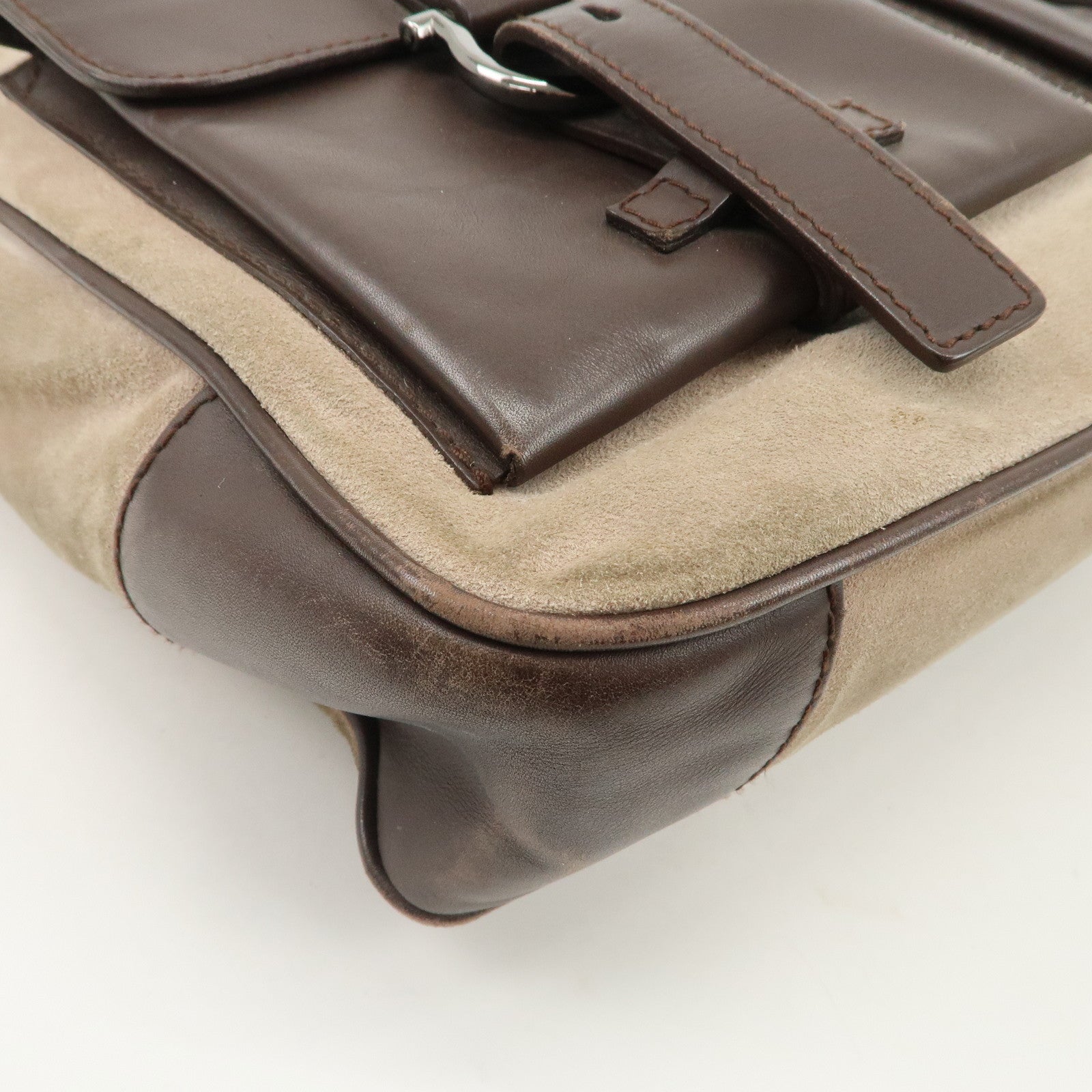 Ferragamo Gancini Suede Leather Shoulder Bag Crossbody Bag