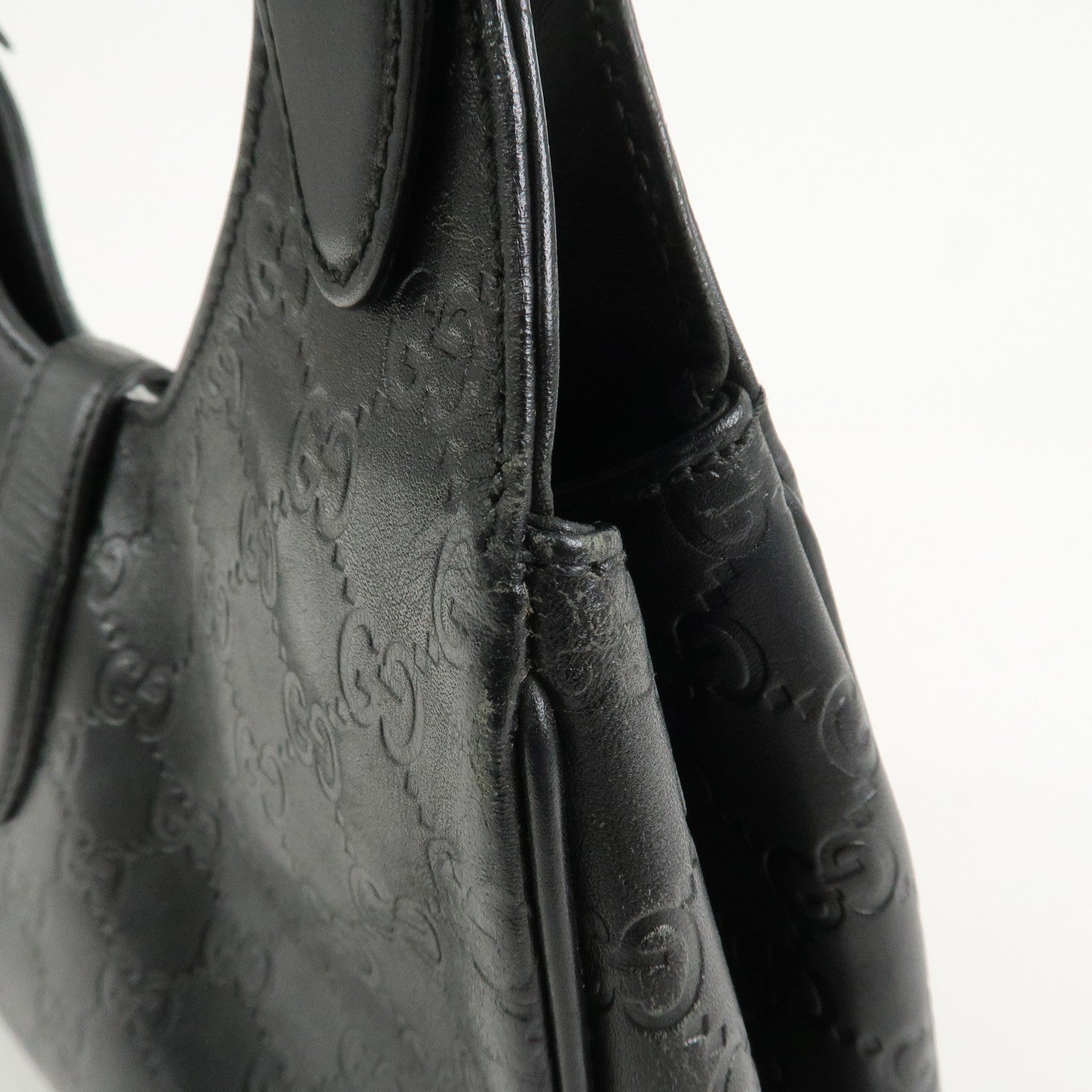 GUCCI New Jackie Guccissima Shoulder Bag Hand Bag Black 145819