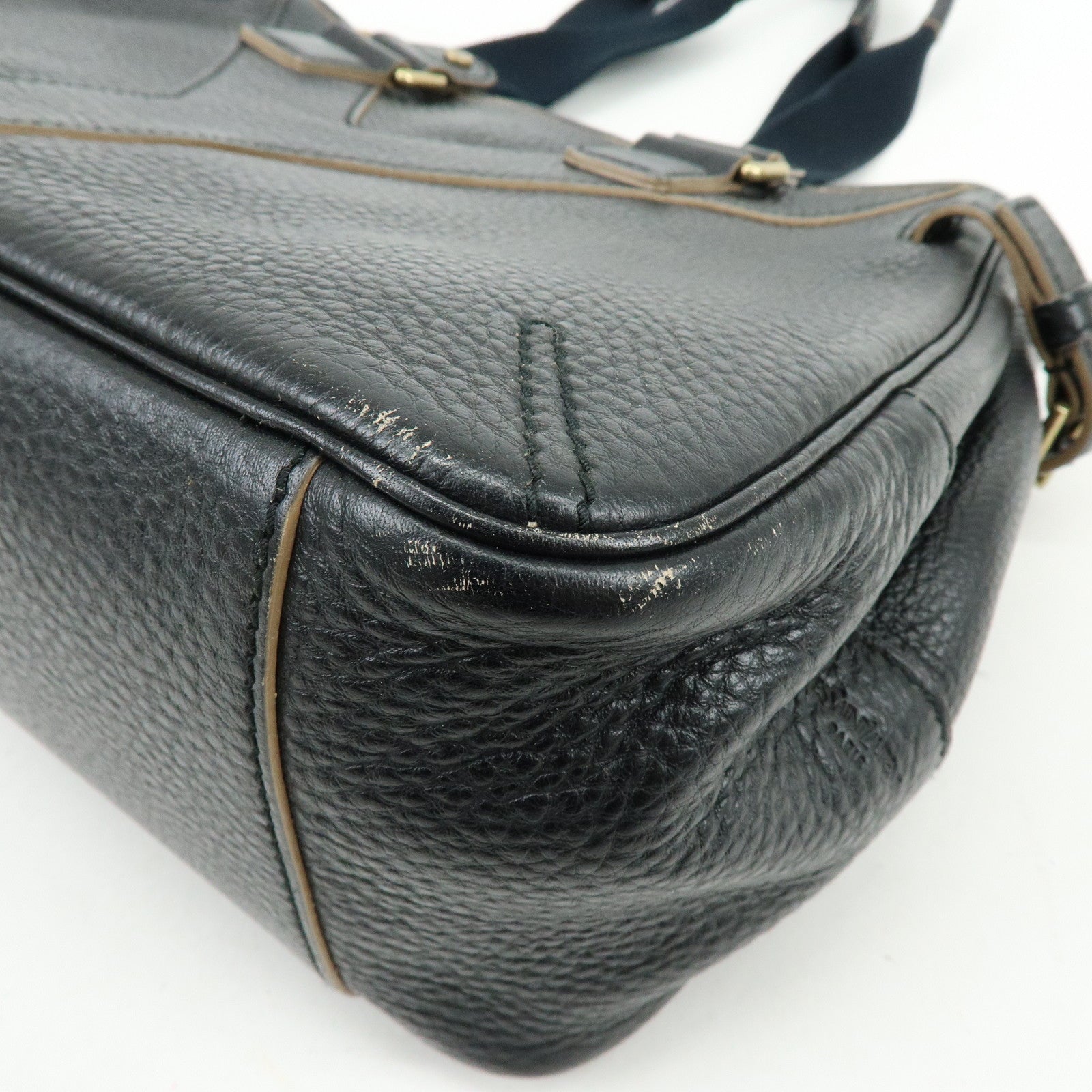 SAINT LAURENT PARIS YSL Y Line Calf Leather Tote Bag Black 168462