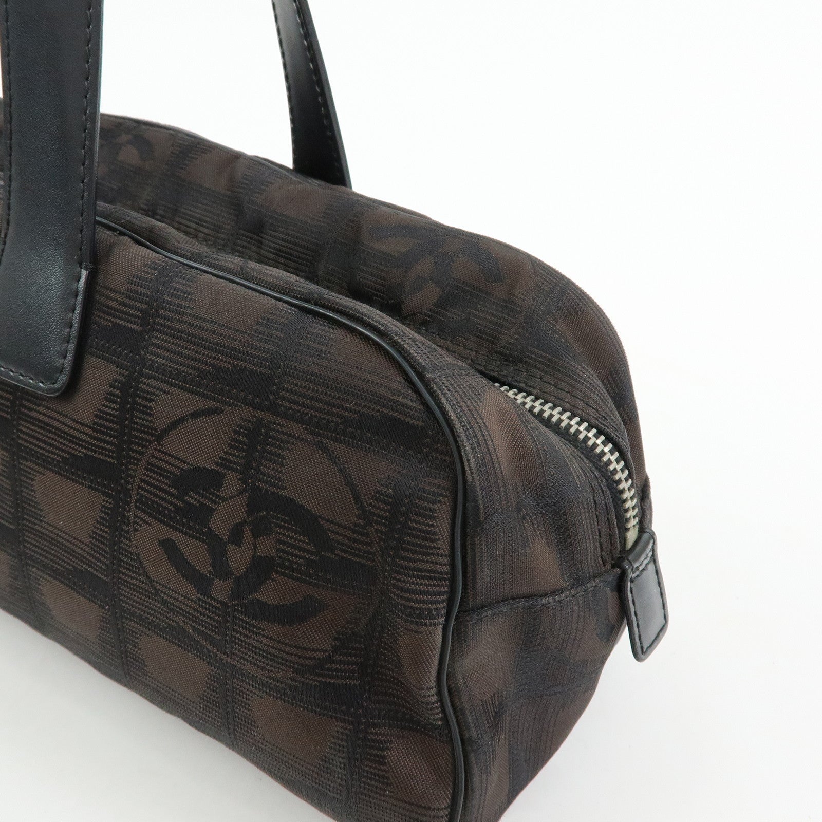 CHANEL New Travel Line Nylon Jacquard Mini Boston Bag Brown A15828