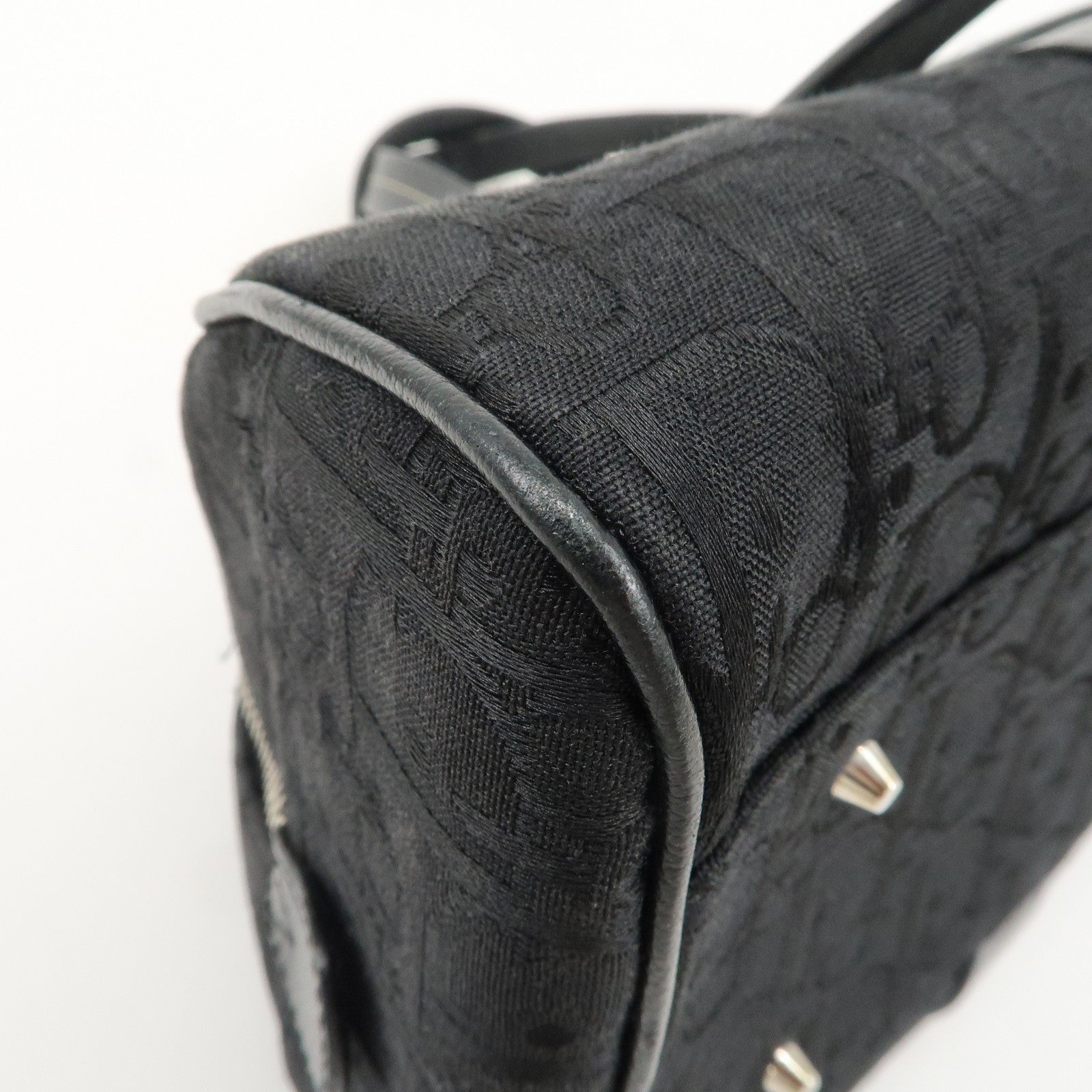 Christian Dior Trotter Leather Canvas Flower Embroidery Boston Bag Used